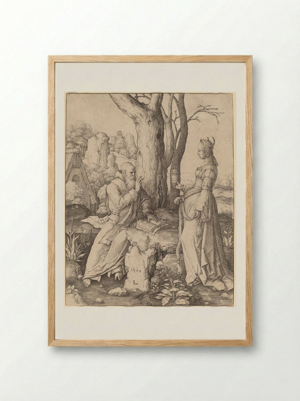 Temptation of Saint Anthony - Lucas van Leyden - Framed Print Wood