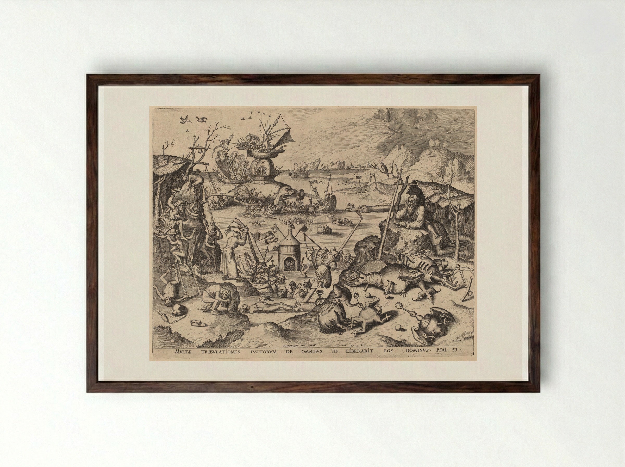 Temptation - Hieronymus Cock - Framed Print Dark Wood