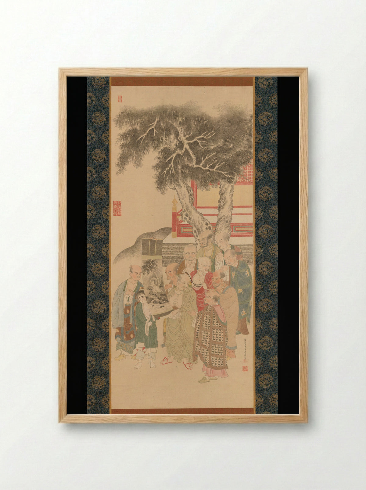 Ten Rakan Examining a Painting of White-Robed Kannon - Katō Nobukiyo - Framed Print Wood