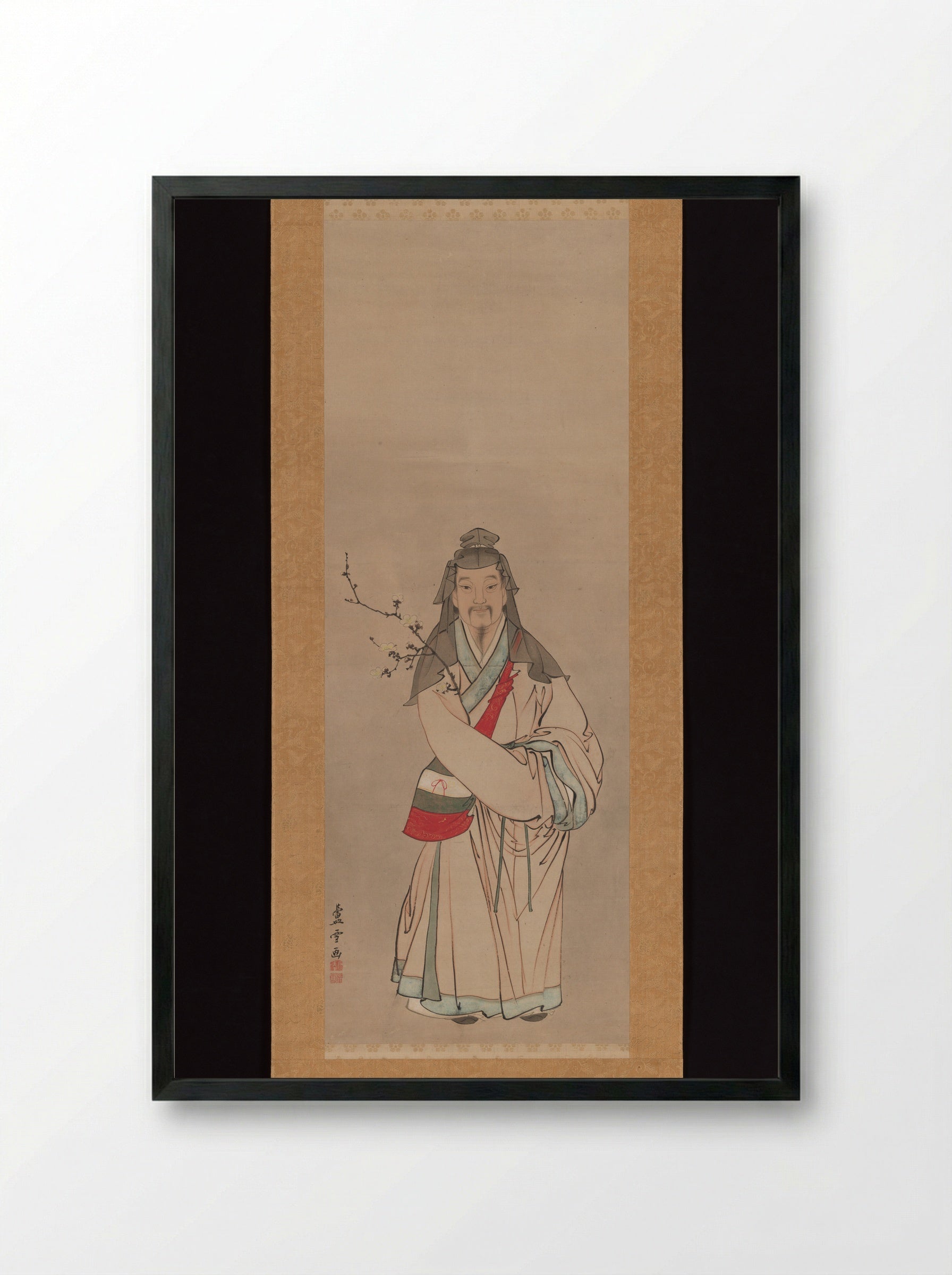 Tenjin Traveling to China - Nagasawa Rosetsu - Framed Print Black
