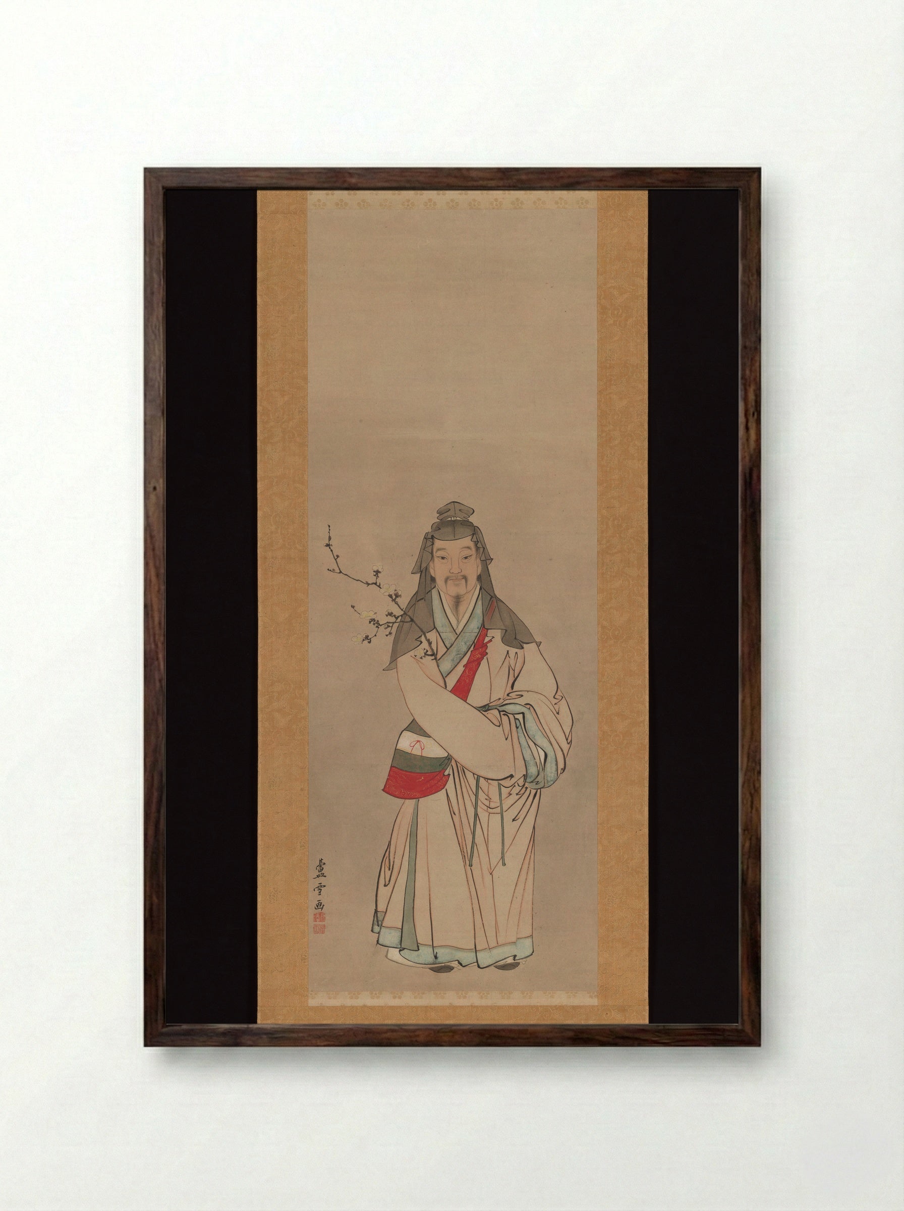 Tenjin Traveling to China - Nagasawa Rosetsu - Framed Print Dark Wood
