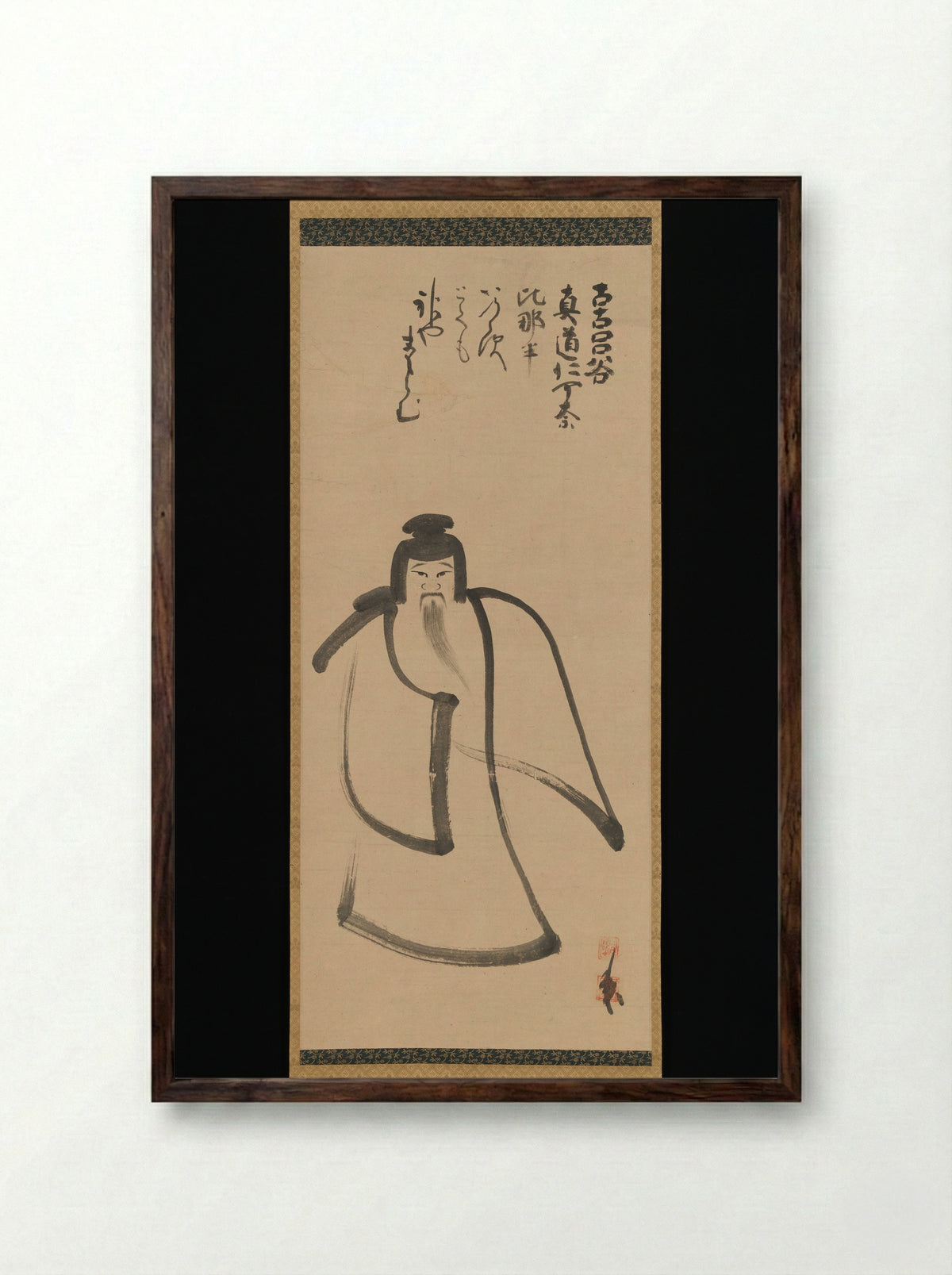 Tenjin Traveling to China - Konoe Nobutada - Framed Print Dark Wood