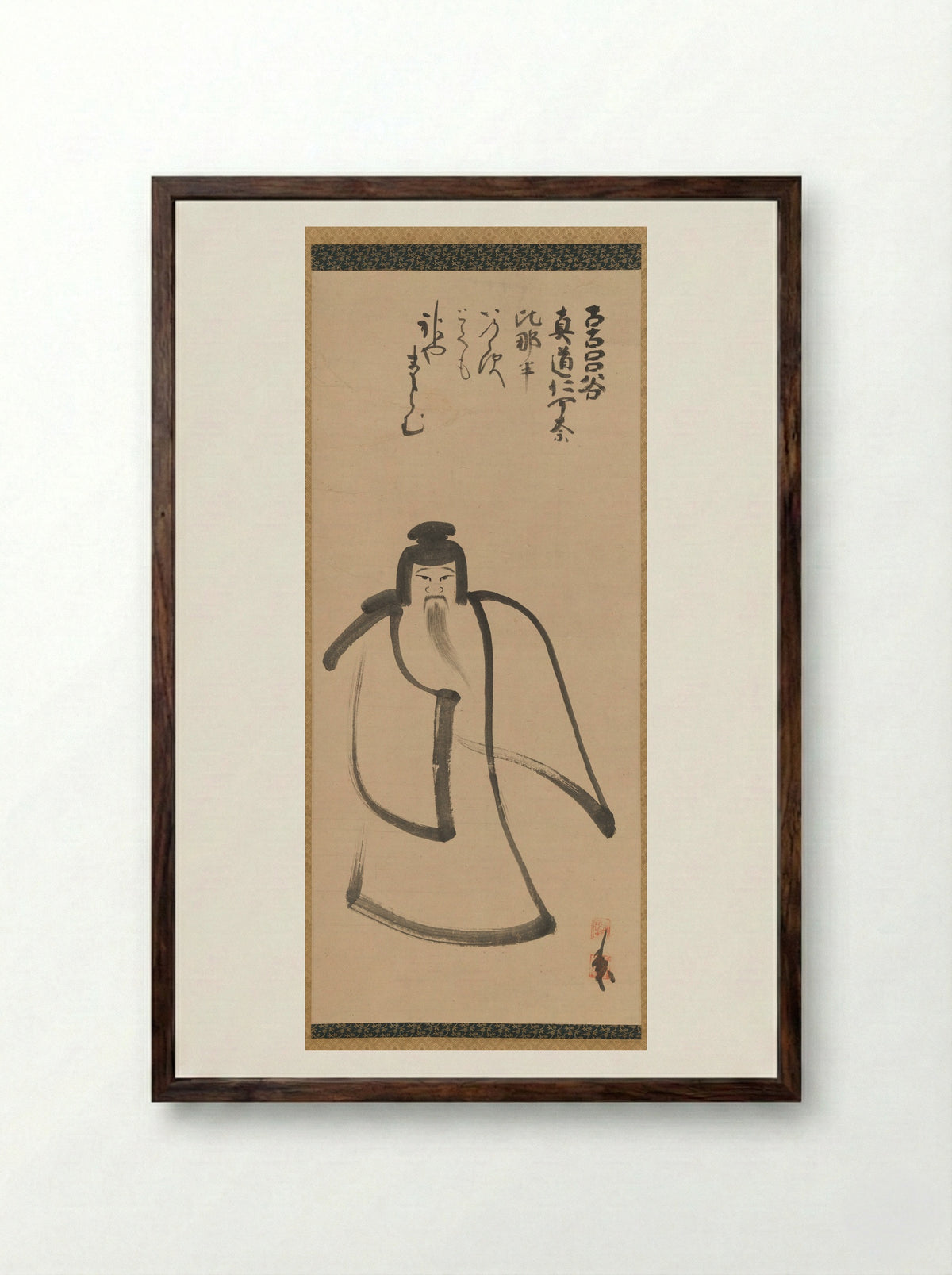 Tenjin Traveling to China - Konoe Nobutada - Framed Print Dark Wood