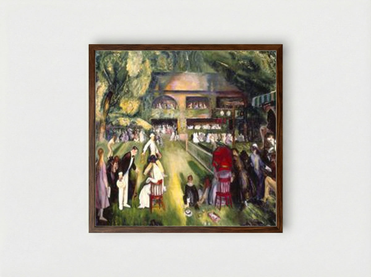 Tennis at Newport - George Bellows - Framed Print Dark Wood