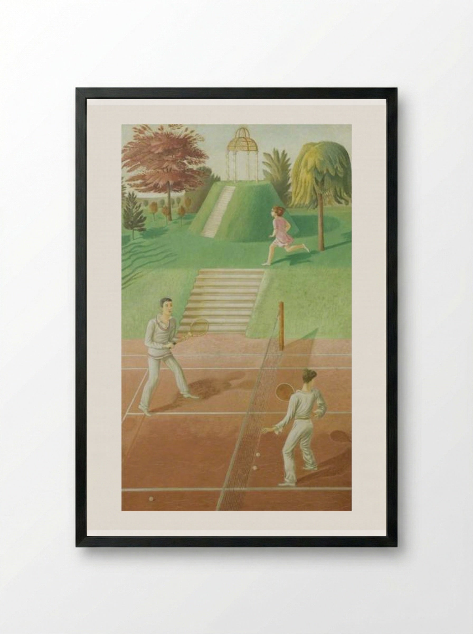 Tennis (triptych, centre panel) - Eric Ravilious - Framed Print Black
