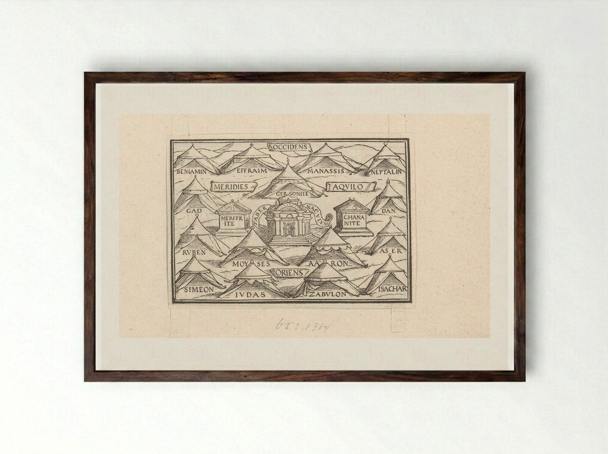 Tentenkamp van de stammen van Israël - Veit Rudolf Specklin - Framed Print Dark Wood