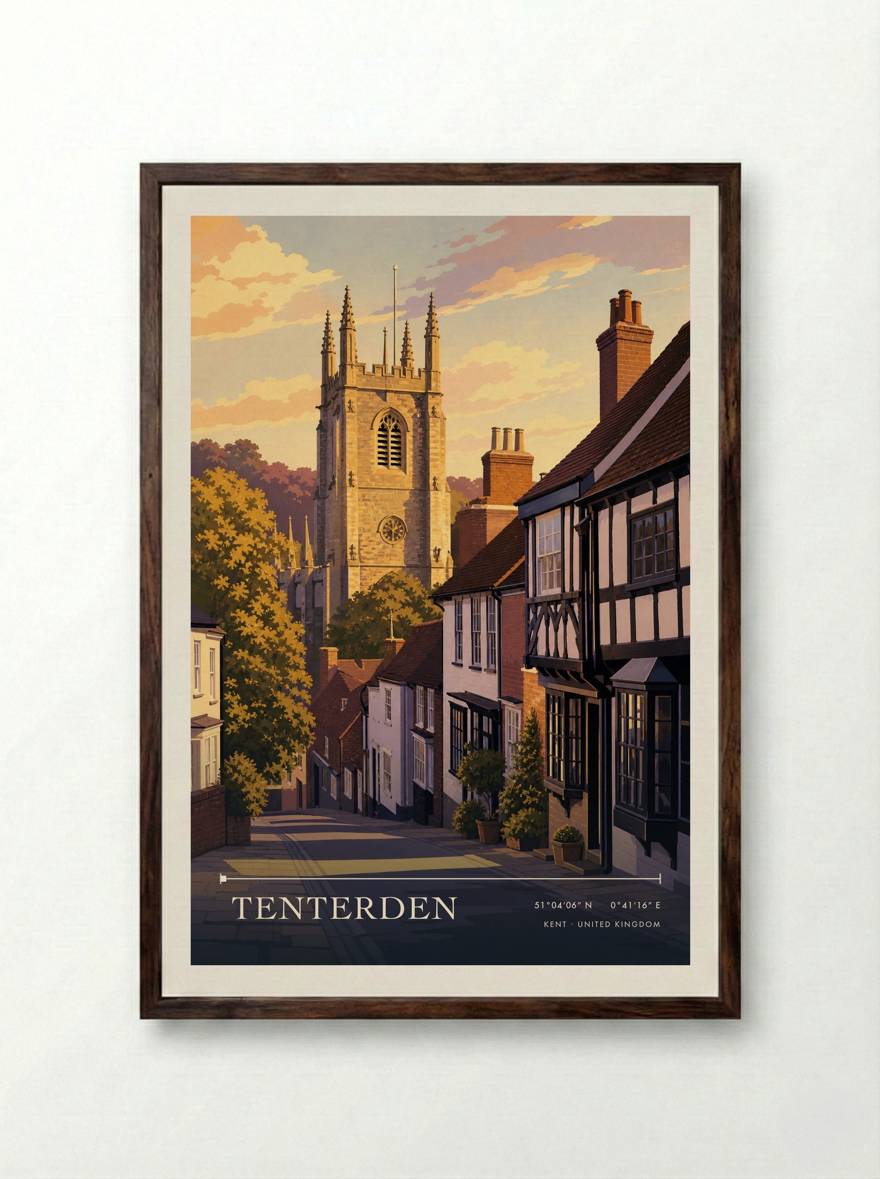 Tenterden Kent United Kingdom Travel Poster - Framed Print Dark Wood