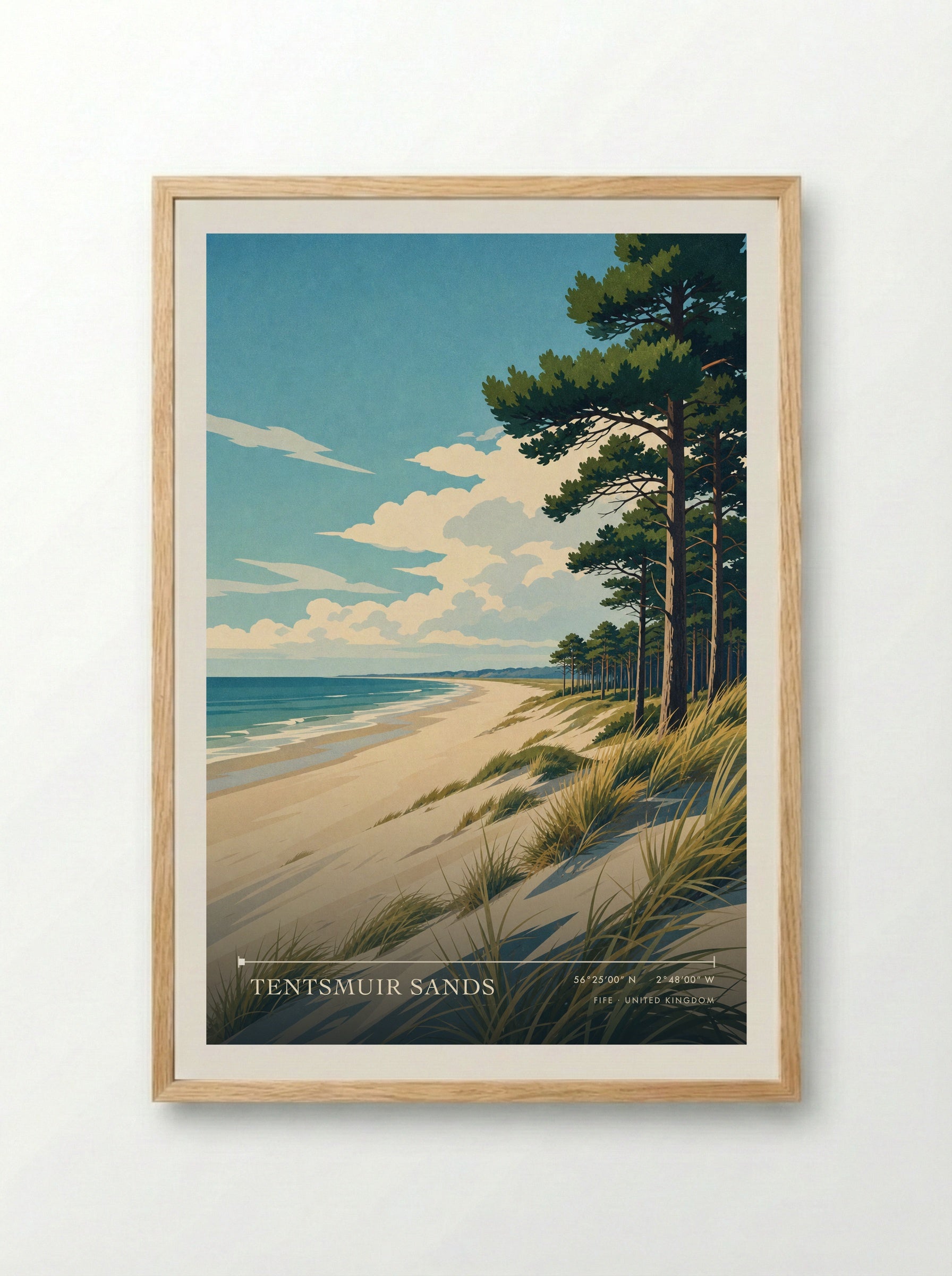 Tentsmuir Sands Fife United Kingdom Travel Poster - Framed Print Wood