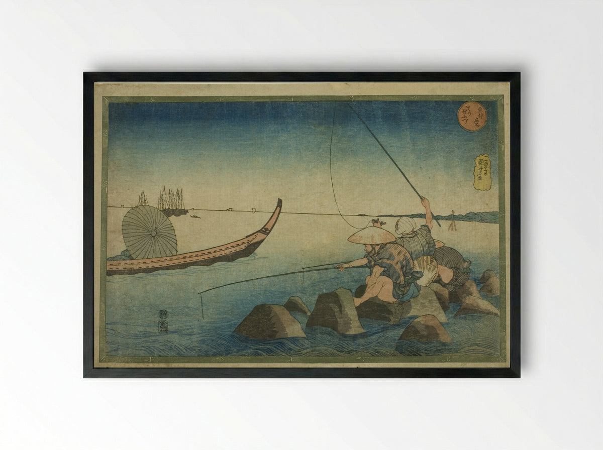 Teppozu, from the series Famous Places in the Eastern Capital (Toto meisho) - Utagawa Kuniyoshi - Framed Print Black
