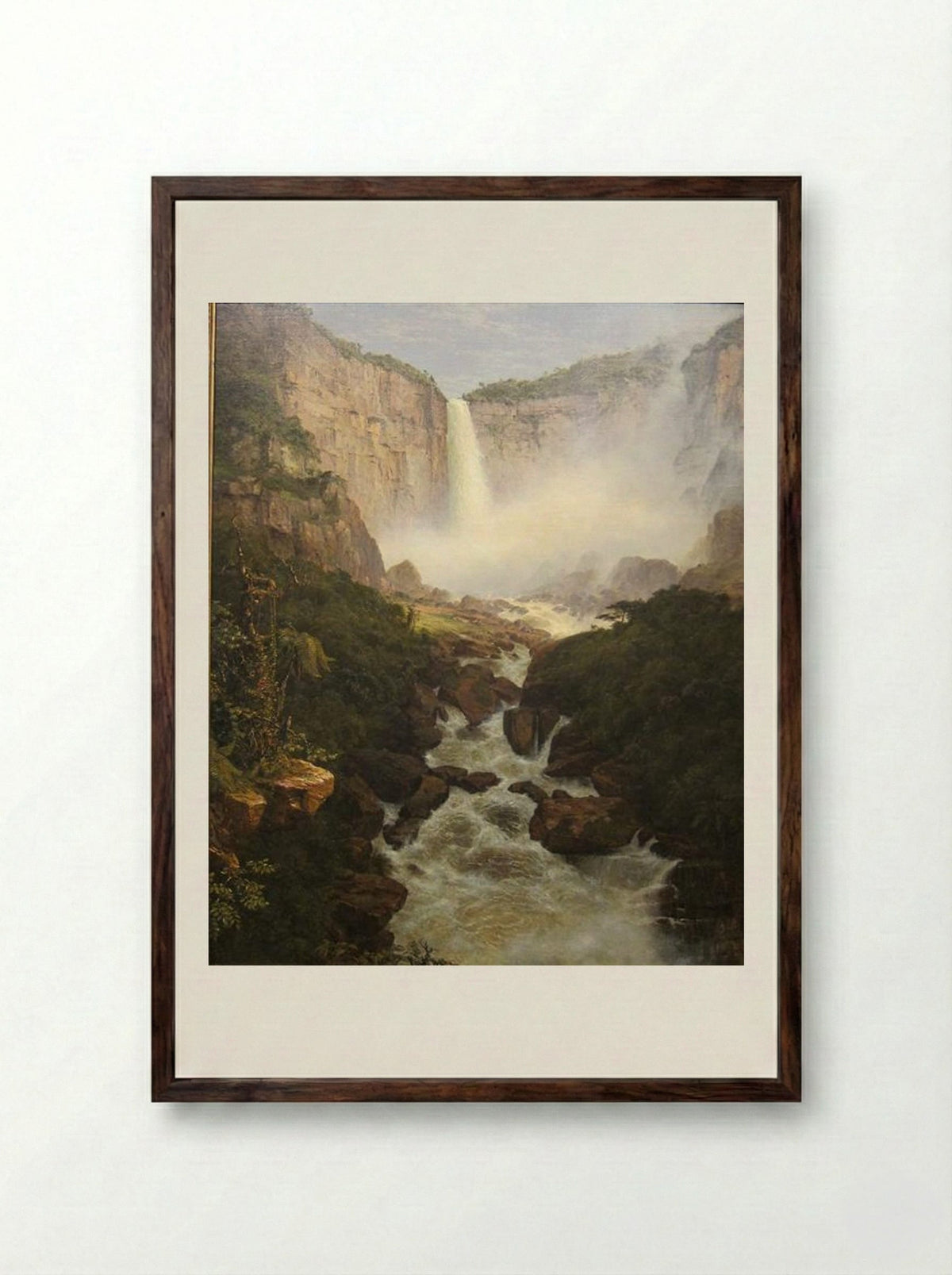 Tequendama Falls, Near Bogota, New Granada - Frederic Edwin Church - Framed Print Dark Wood