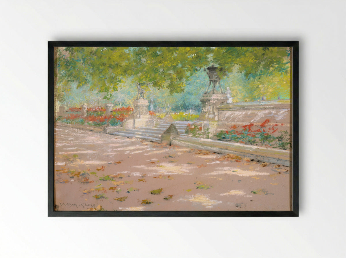 Terrace, Prospect Park - William Merritt Chase - Framed Print Black