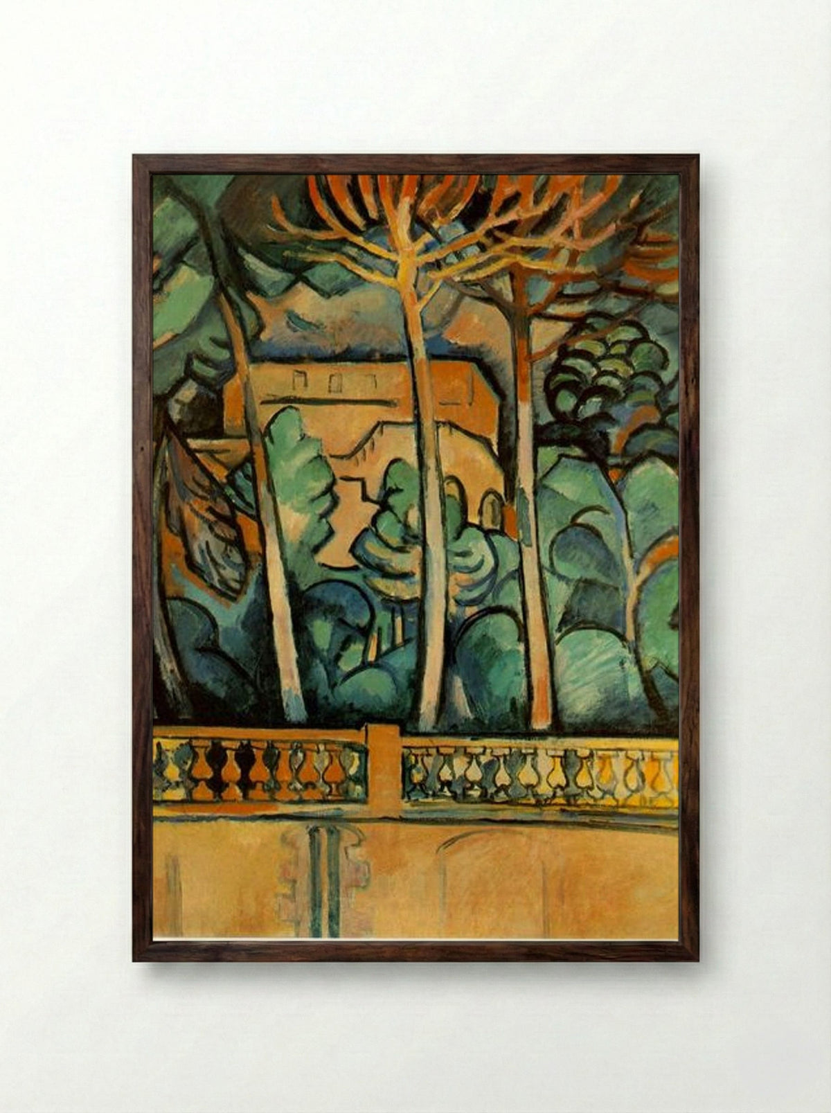 Terrace of Hotel Mistral at Estaque - Georges Braque - Framed Print Dark Wood