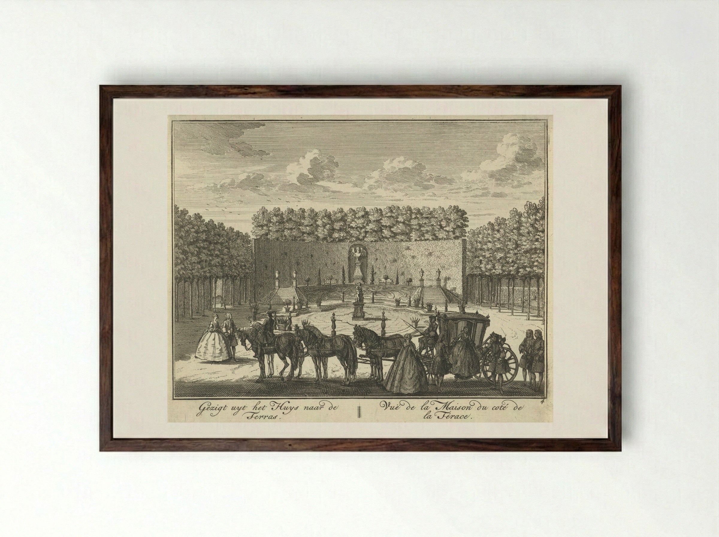 Terras in de tuin van Huis ter Meer te Maarssen - Hendrik de Leth - Framed Print Dark Wood