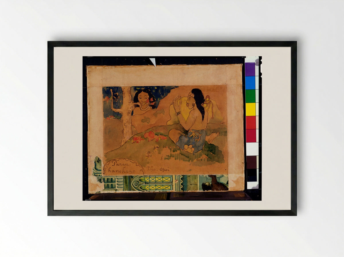 Terrible Words (Parau hano hano) - Paul Gauguin - Framed Print Black