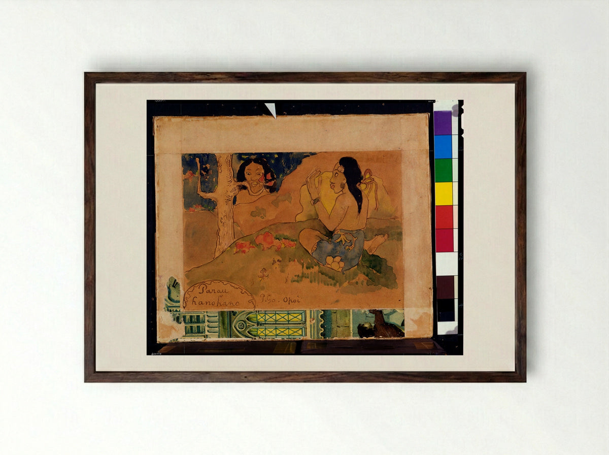 Terrible Words (Parau hano hano) - Paul Gauguin - Framed Print Dark Wood