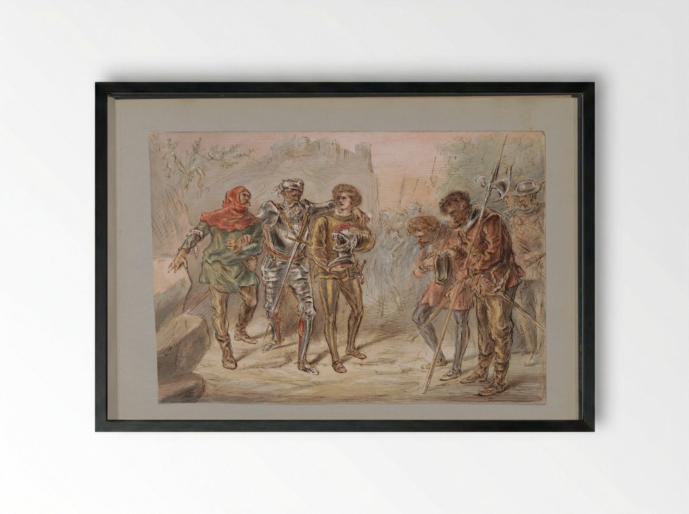 Terugkeer van een gewonde soldaat - Alexander Ver Huell - Framed Print Black