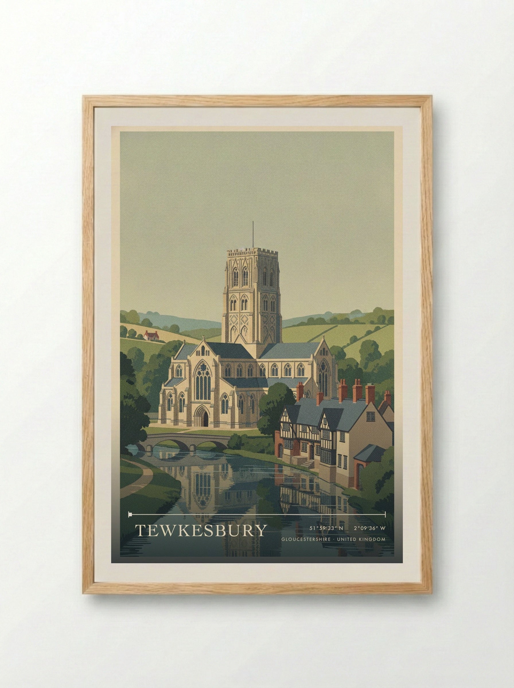 Tewkesbury Gloucestershire United Kingdom Travel Poster - Framed Print Wood