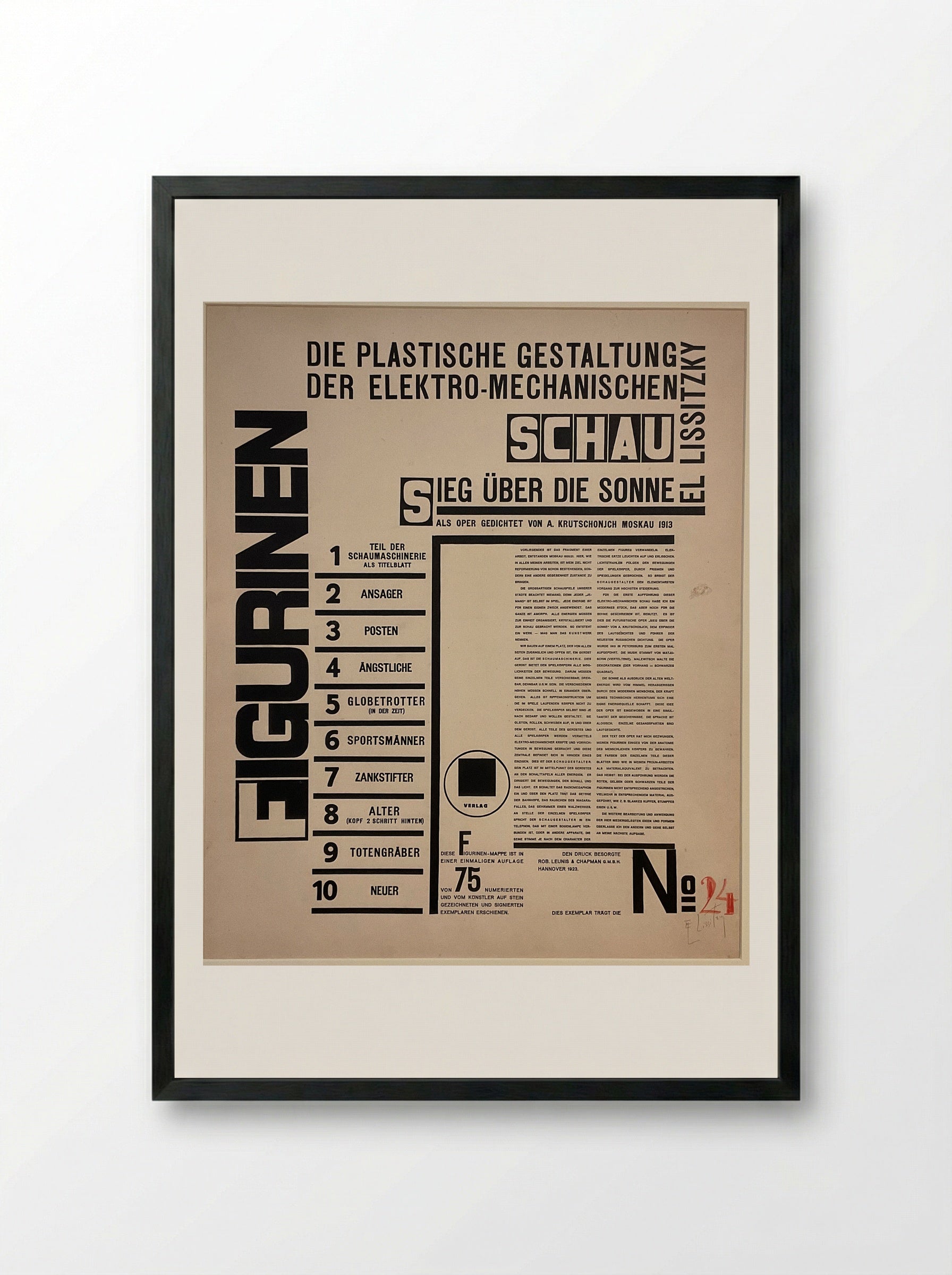 Text Sheet from Figurines - El Lissitzky - Framed Print Black