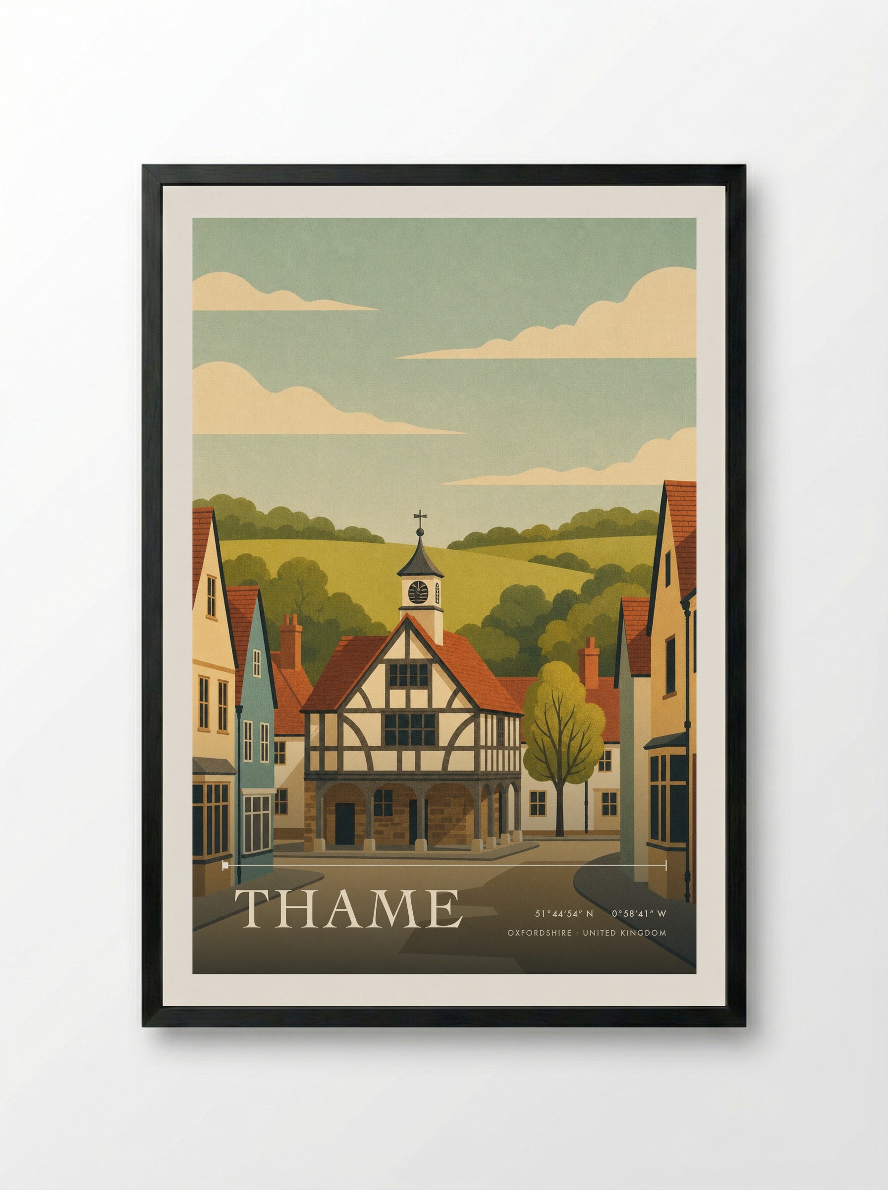 Thame Oxfordshire United Kingdom Travel Poster - Framed Print Black