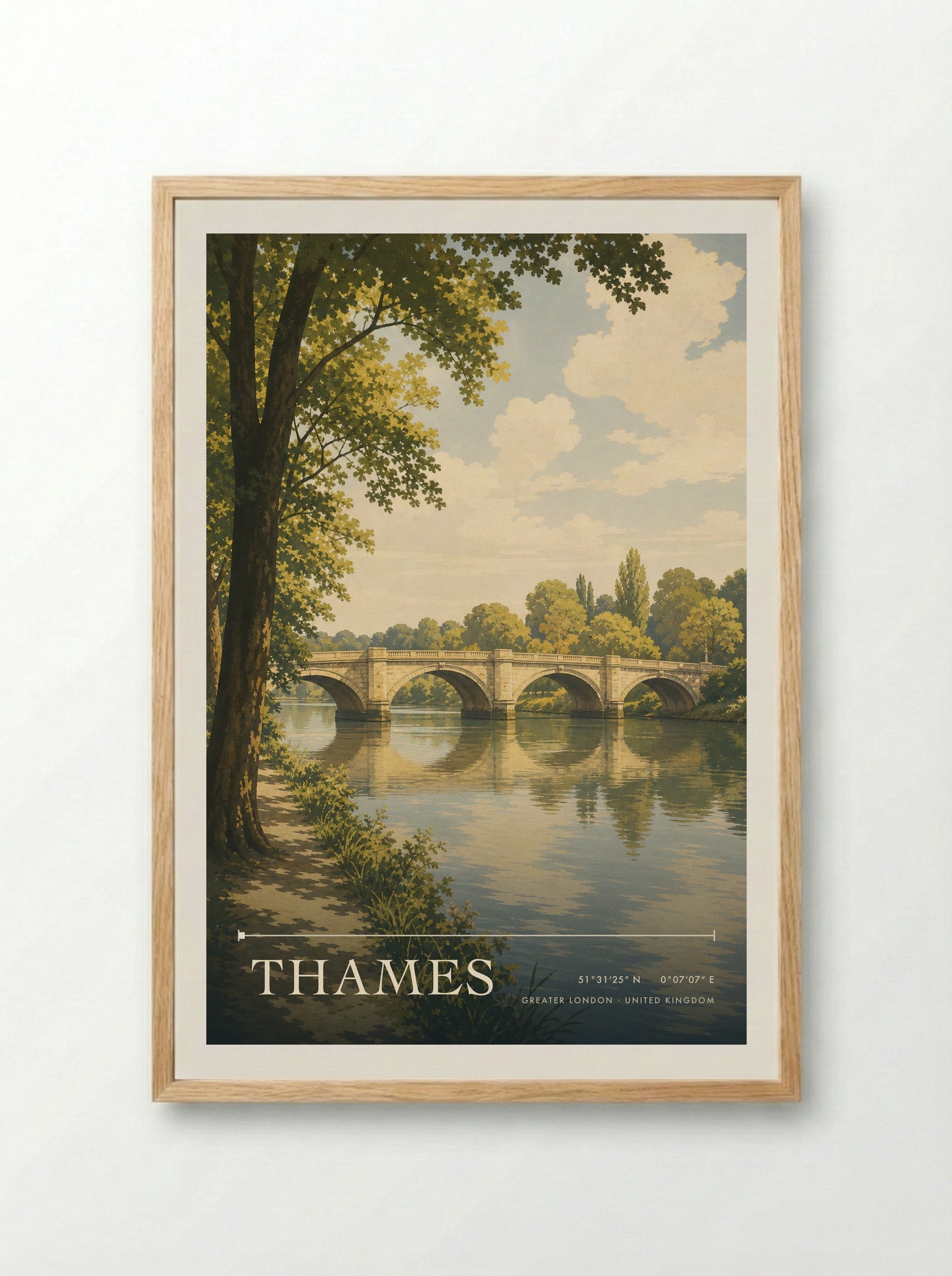 Thames Greater London United Kingdom Travel Poster - Framed Print Wood