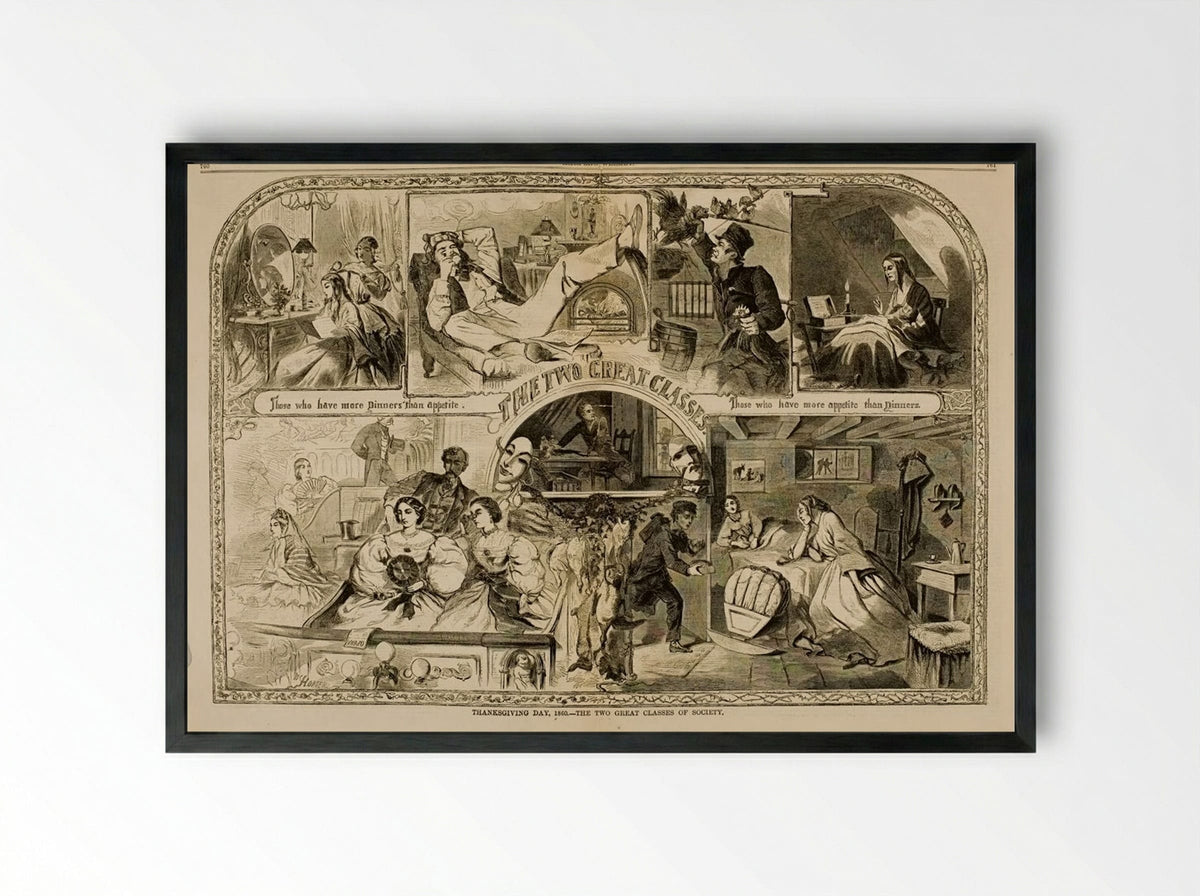 Thanksgiving Day, 1860: The Two Great Classes of Society - Winslow Homer - Framed Print Black