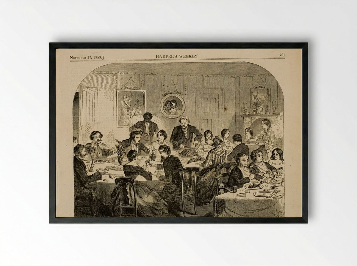 Thanksgiving Day - The Dinner - Winslow Homer - Framed Print Black