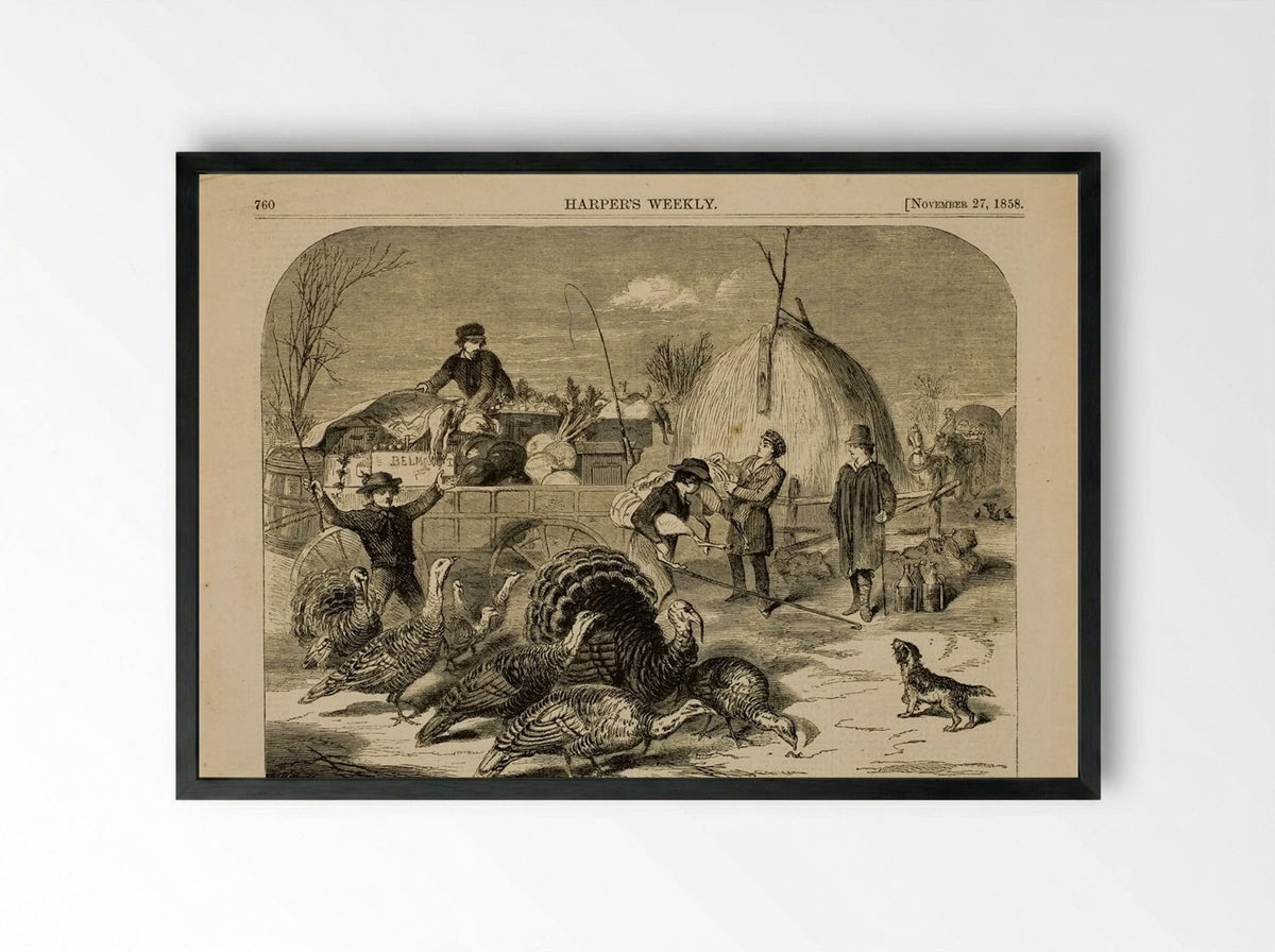 Thanksgiving Day - Ways and Means - Winslow Homer - Framed Print Black
