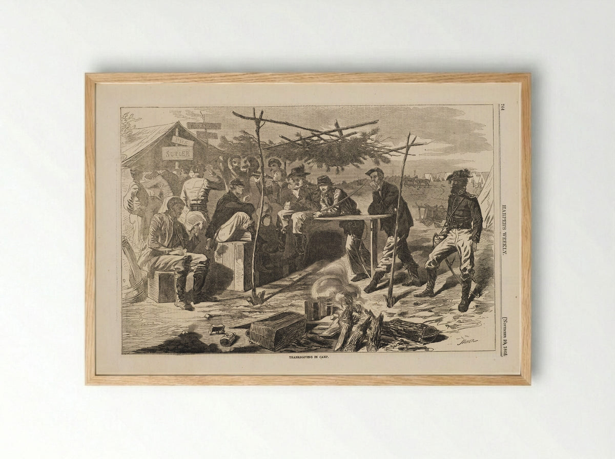 Thanksgiving in Camp - Winslow Homer - Framed Print Wood