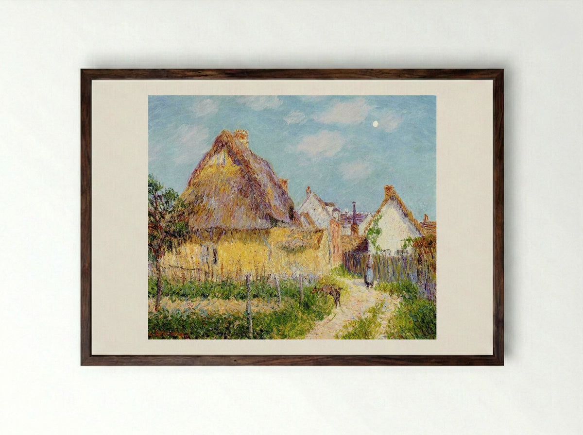 Thatched Cottage - Gustave Loiseau - Framed Print Dark Wood