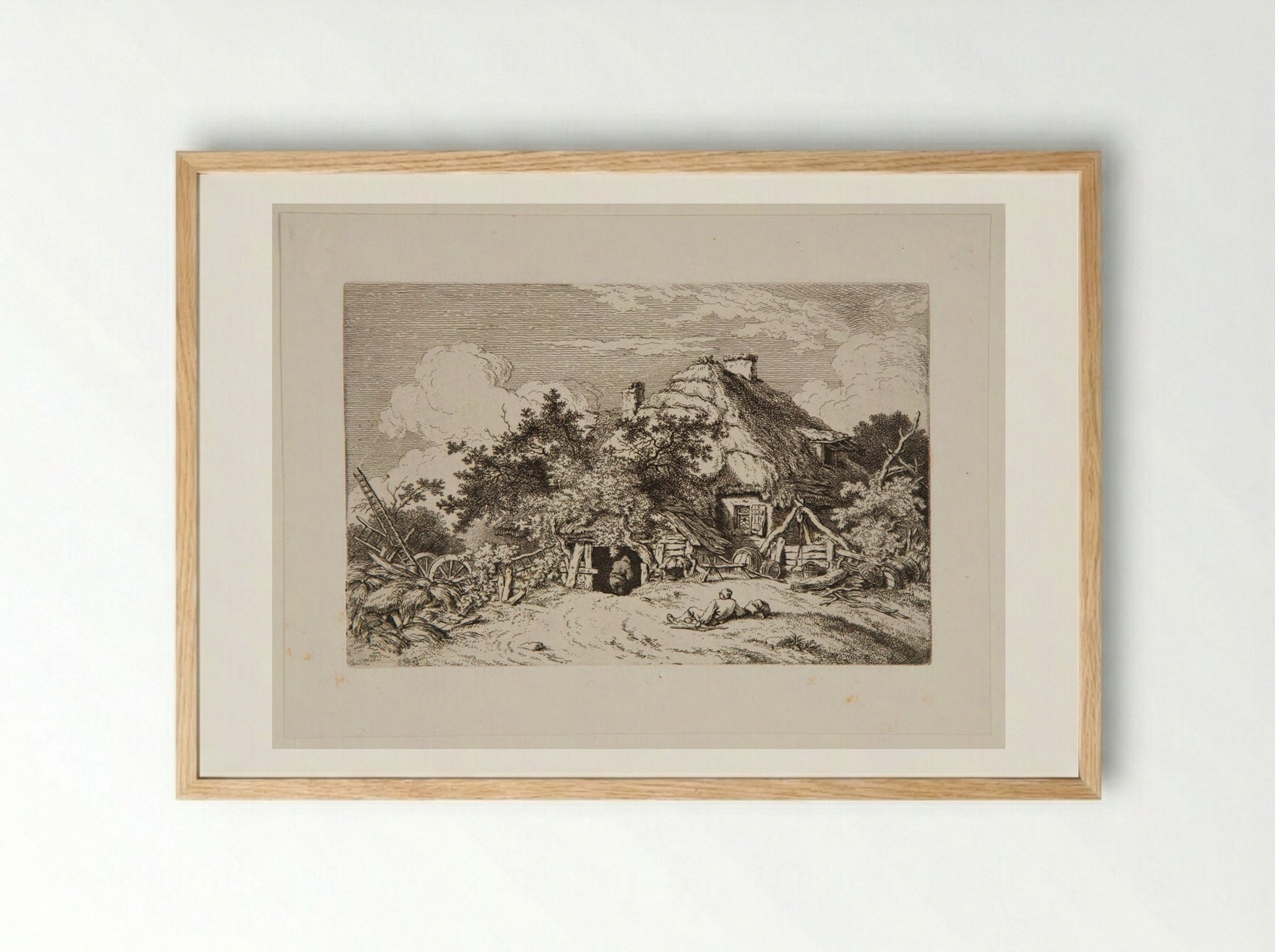 Thatched Cottage - Ferdinand Kobell - Framed Print Wood