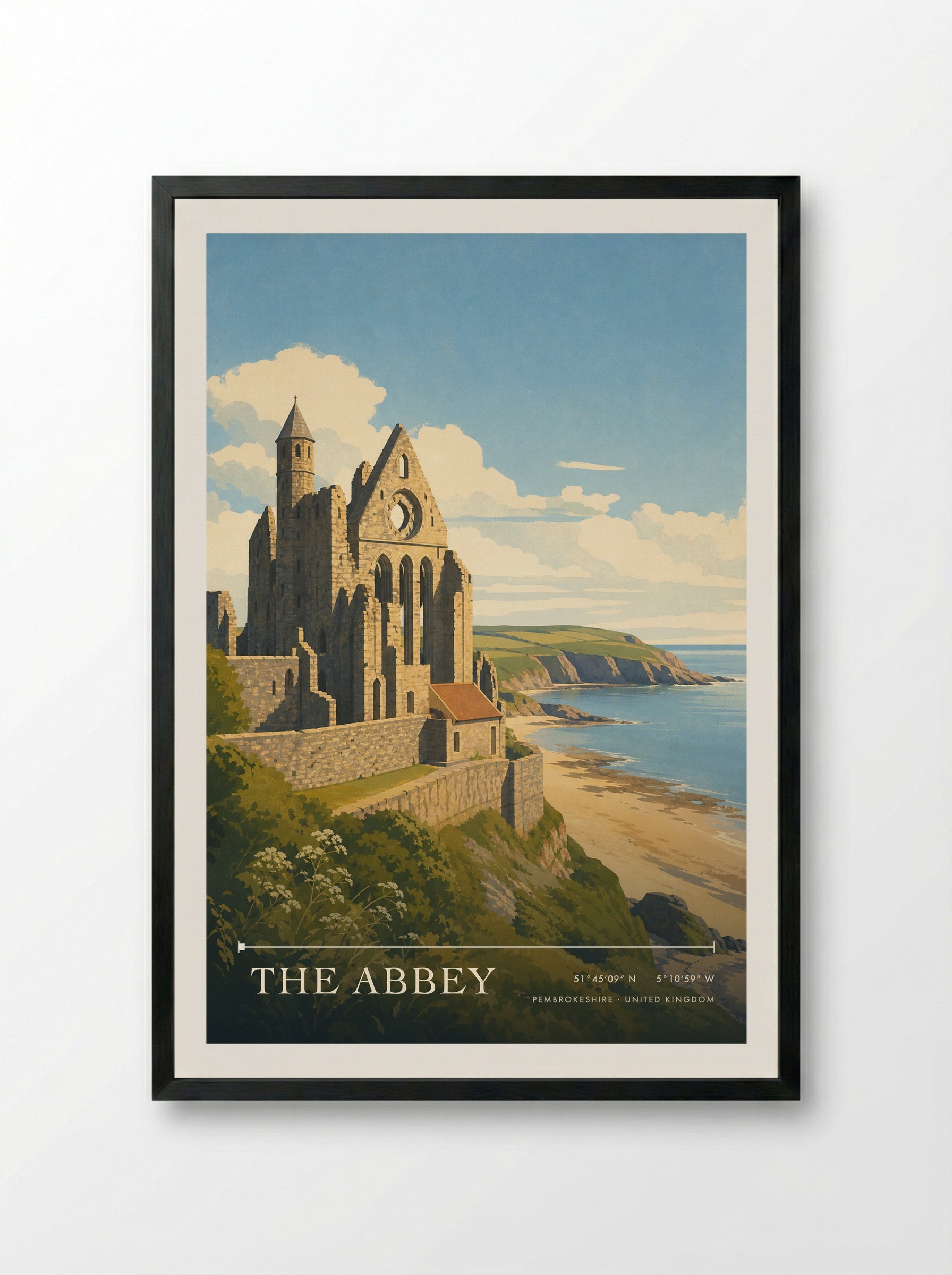 The Abbey Pembrokeshire United Kingdom Travel Poster - Framed Print Black