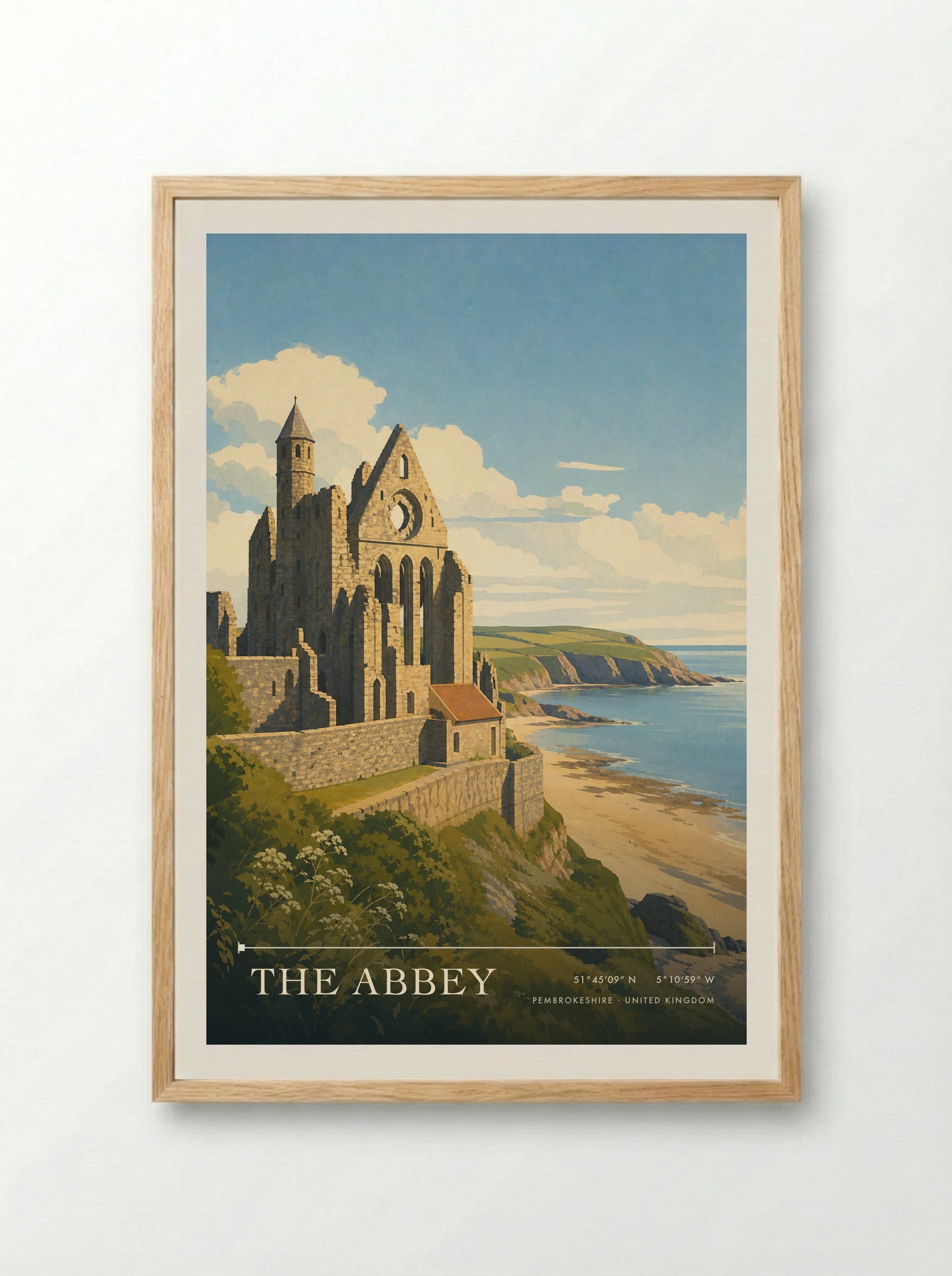 The Abbey Pembrokeshire United Kingdom Travel Poster - Framed Print Wood
