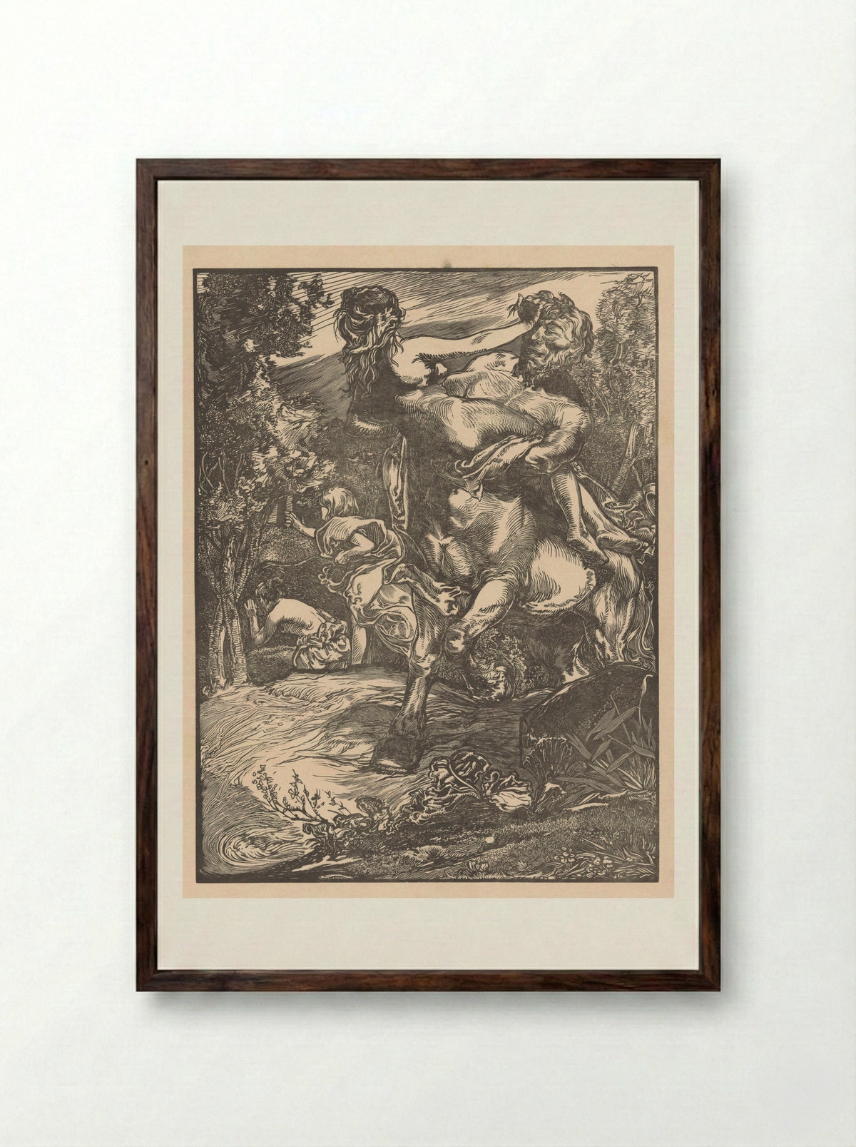 The Abduction of Deianira by Nessus - Johannes Josephus Aarts - Framed Print Dark Wood