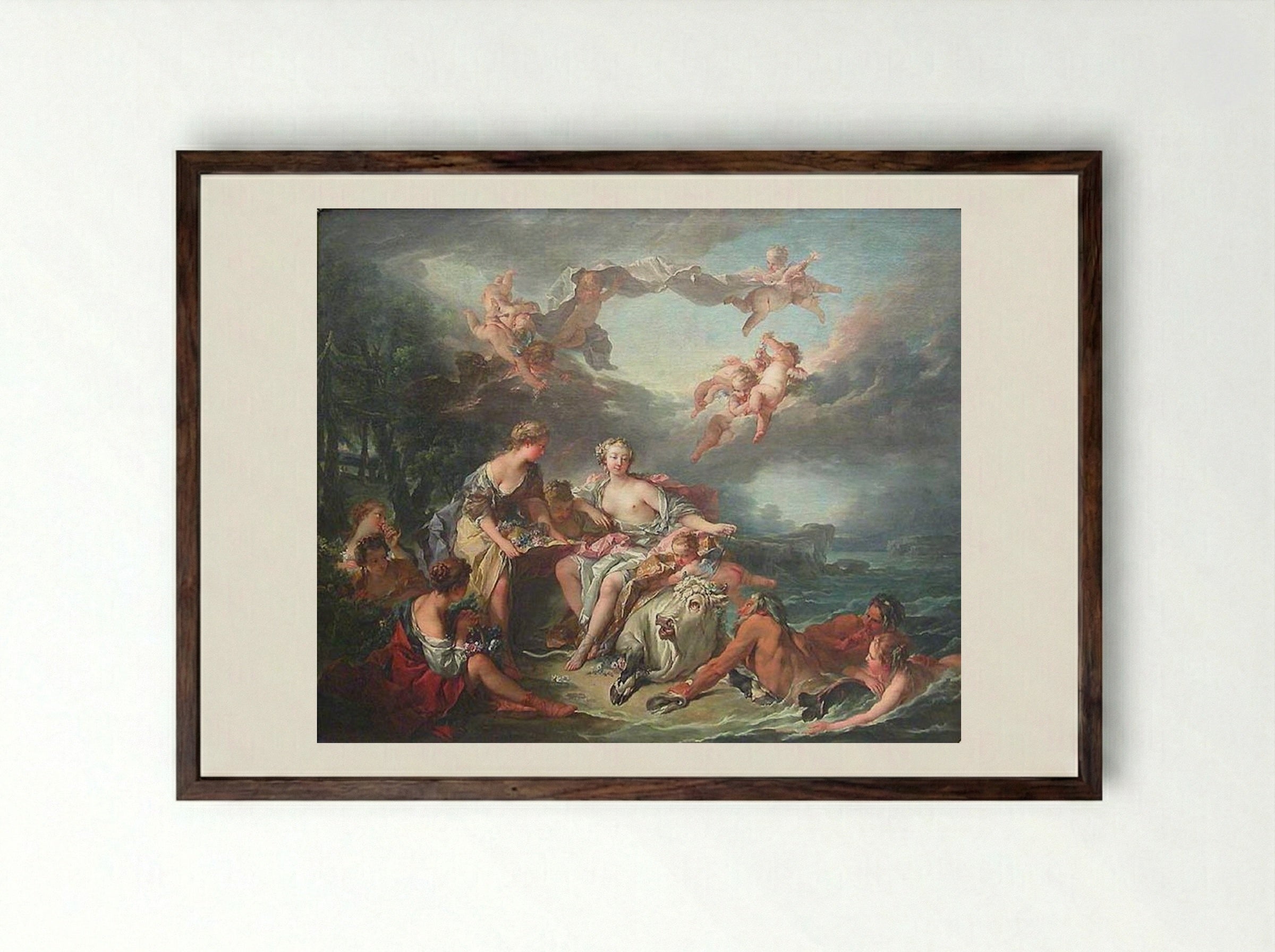 The Abduction of Europe - Francois Boucher - Framed Print Dark Wood