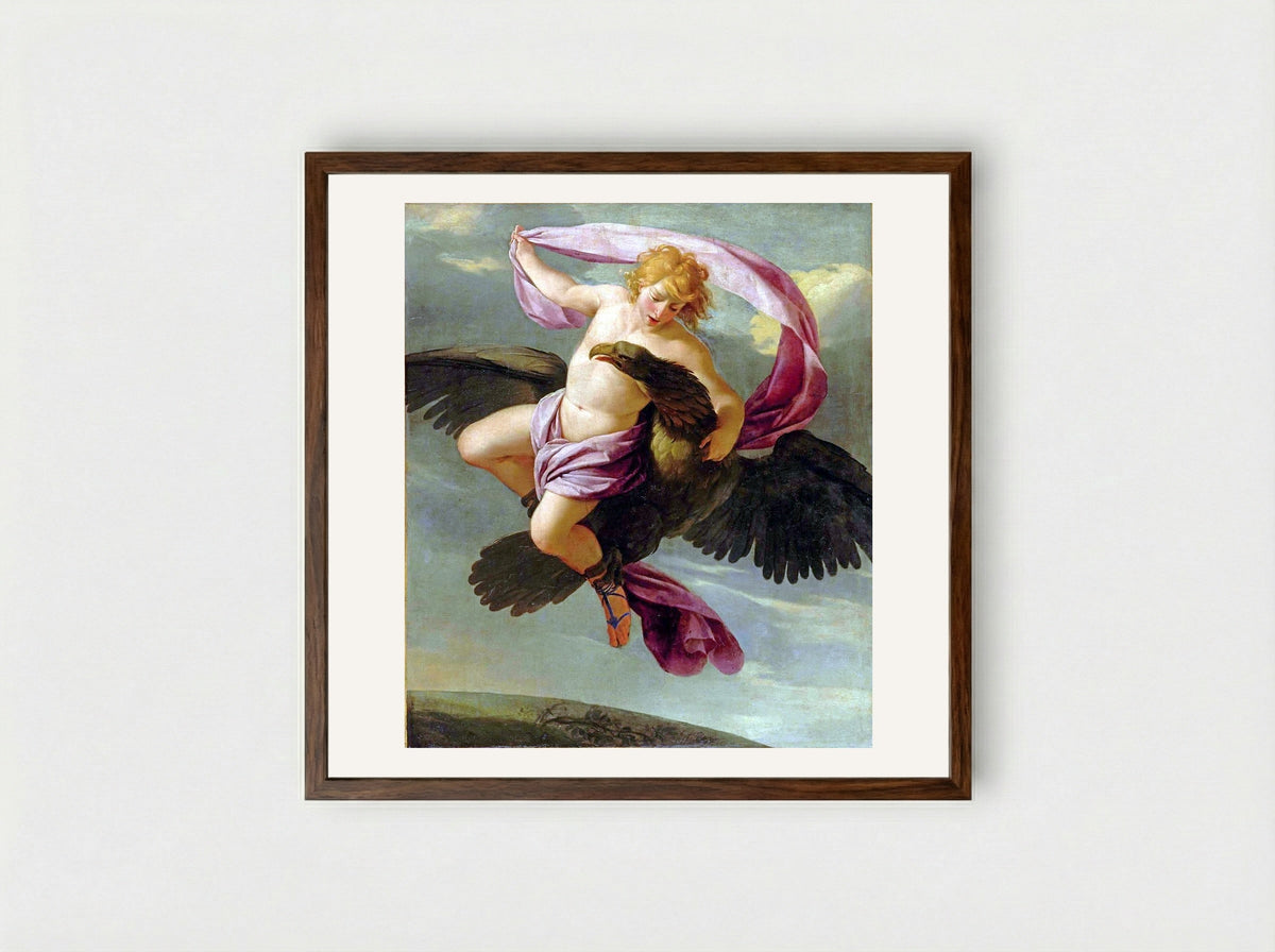 The Abduction of Ganymede - Eustache Le Sueur - Framed Print Dark Wood