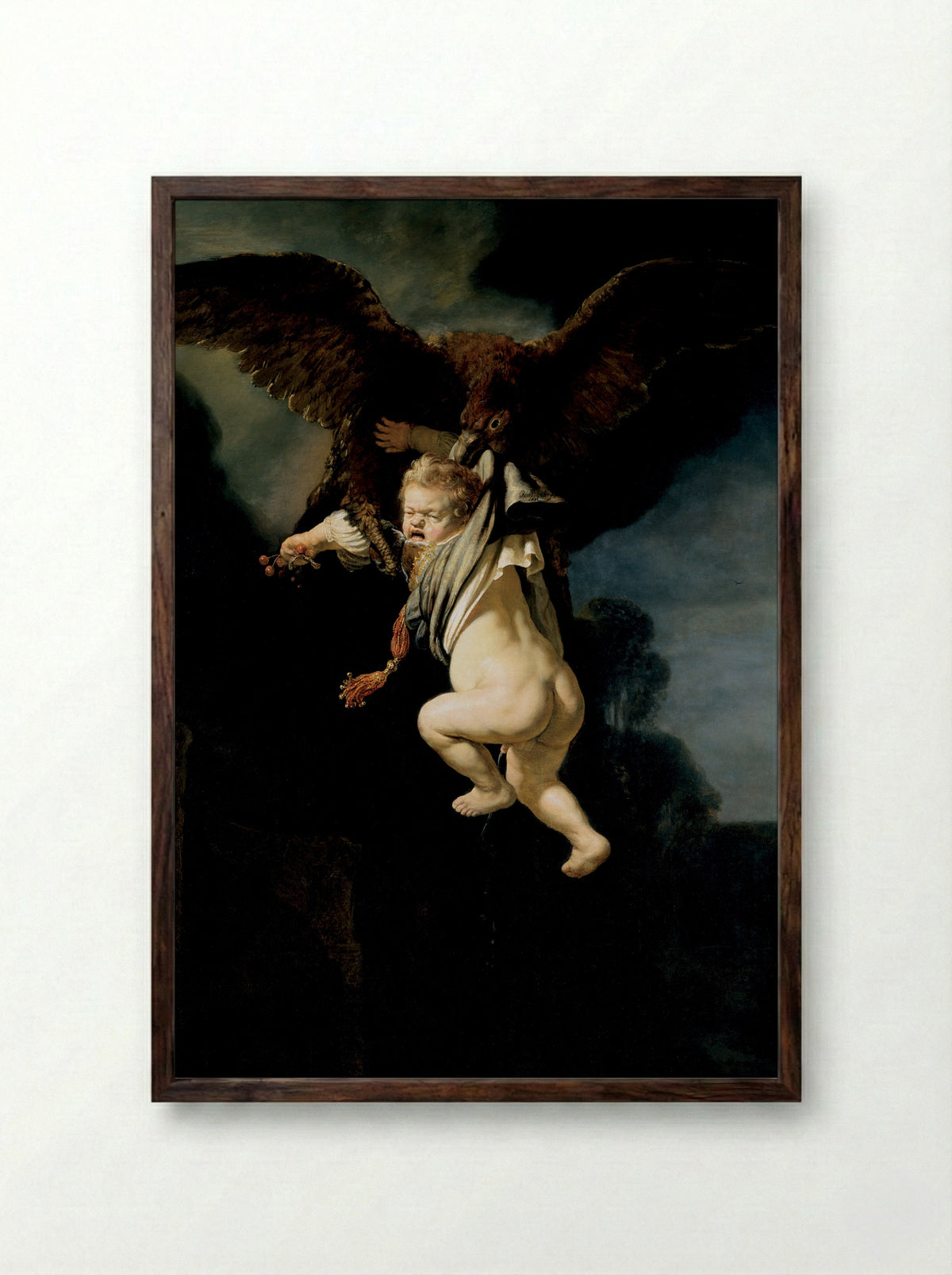 The Abduction of Ganymede - Rembrandt van Rijn - Framed Print Dark Wood