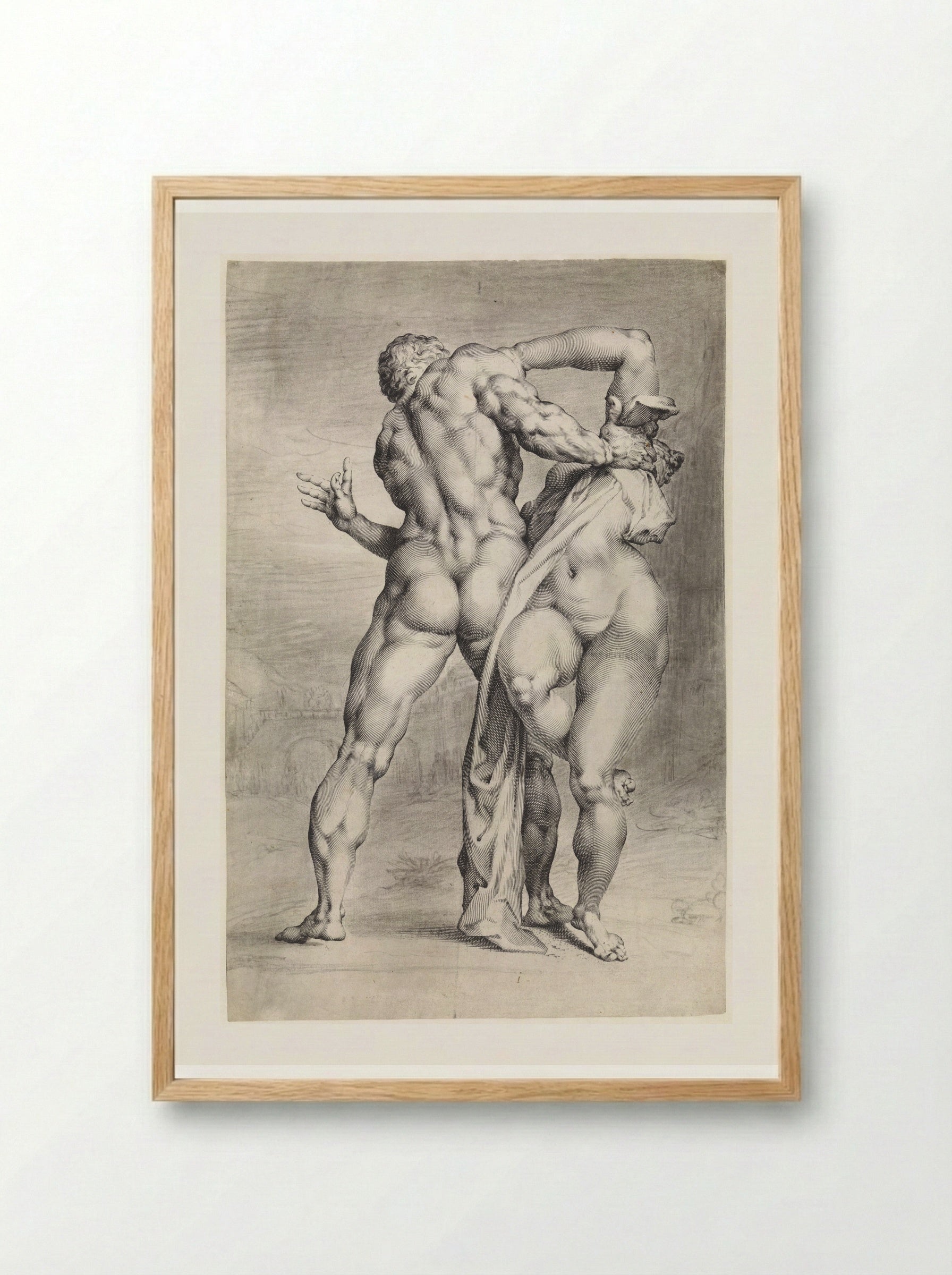 The Abduction of a Sabine Woman (Rear View) - Jan Harmensz. Muller - Framed Print Wood