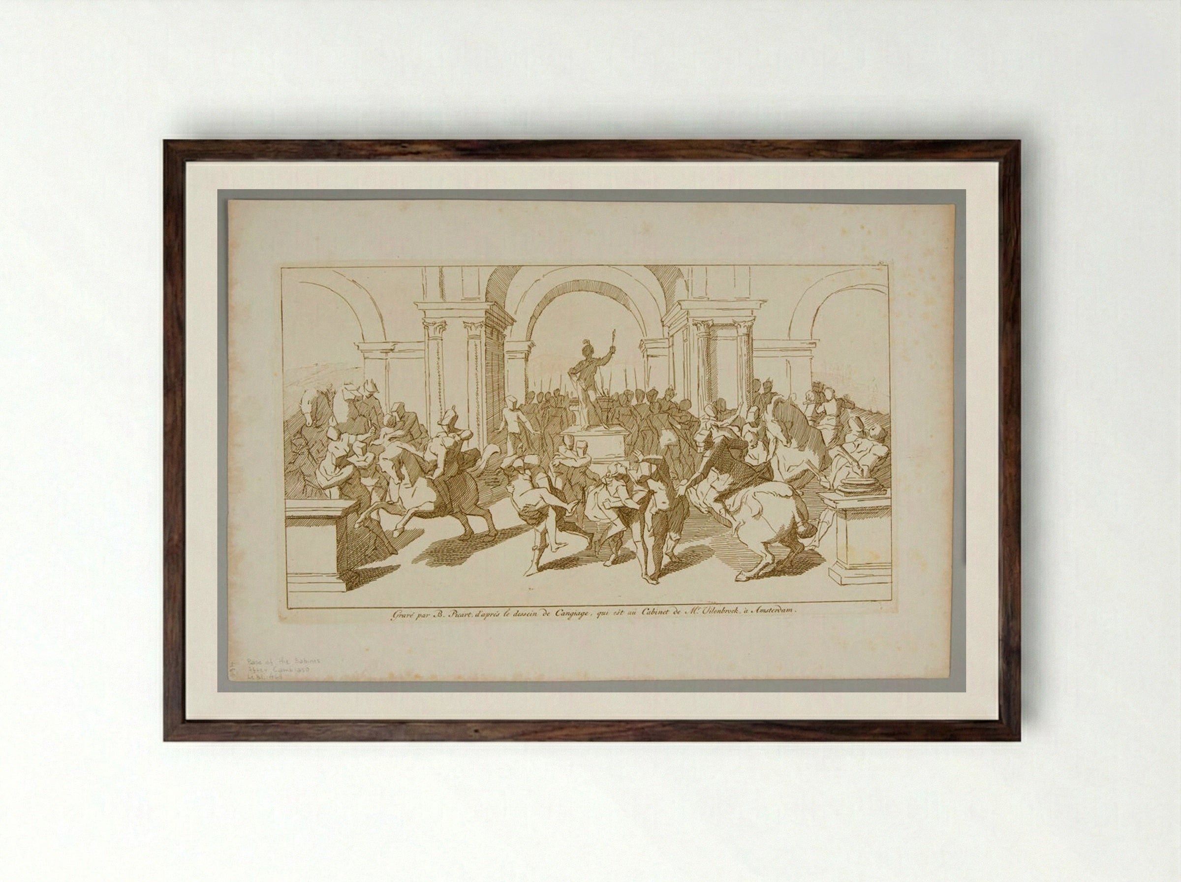 The Abduction of the Sabine Women - Bernard Picart - Framed Print Dark Wood