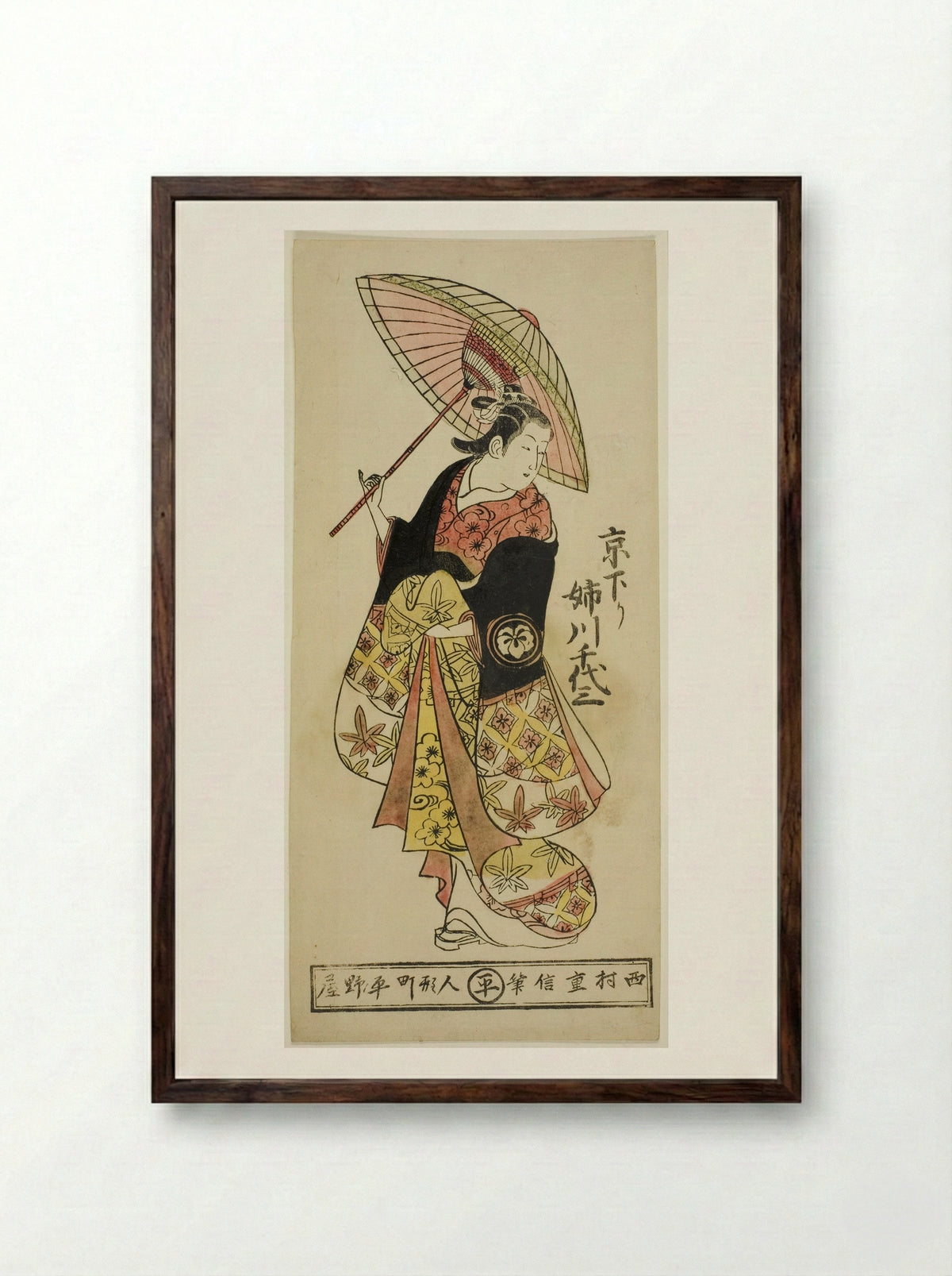 The Actor Anegawa Chiyosaburo from Kyoto - Nishimura Shigenobu - Framed Print Dark Wood