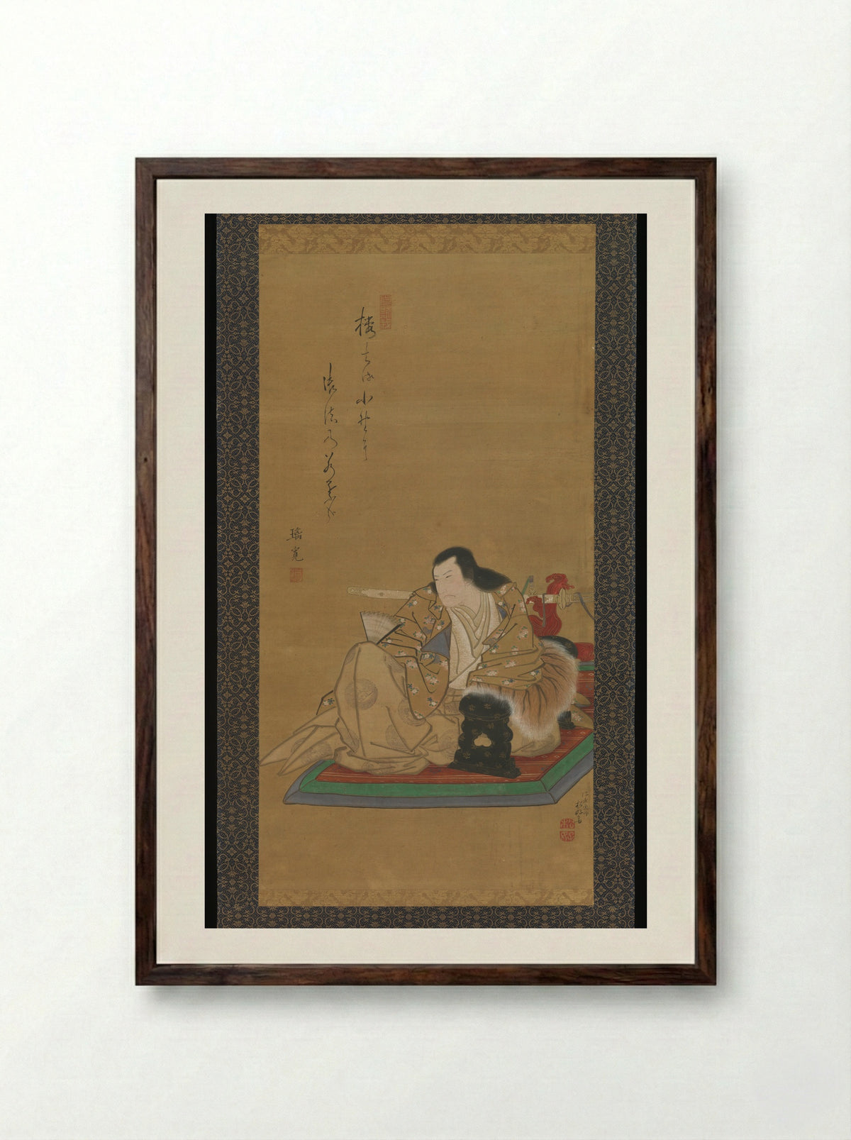 The Actor Arashi Kitsusaburō I as Prince Koretaka - Shunkōsai Hokushū - Framed Print Dark Wood