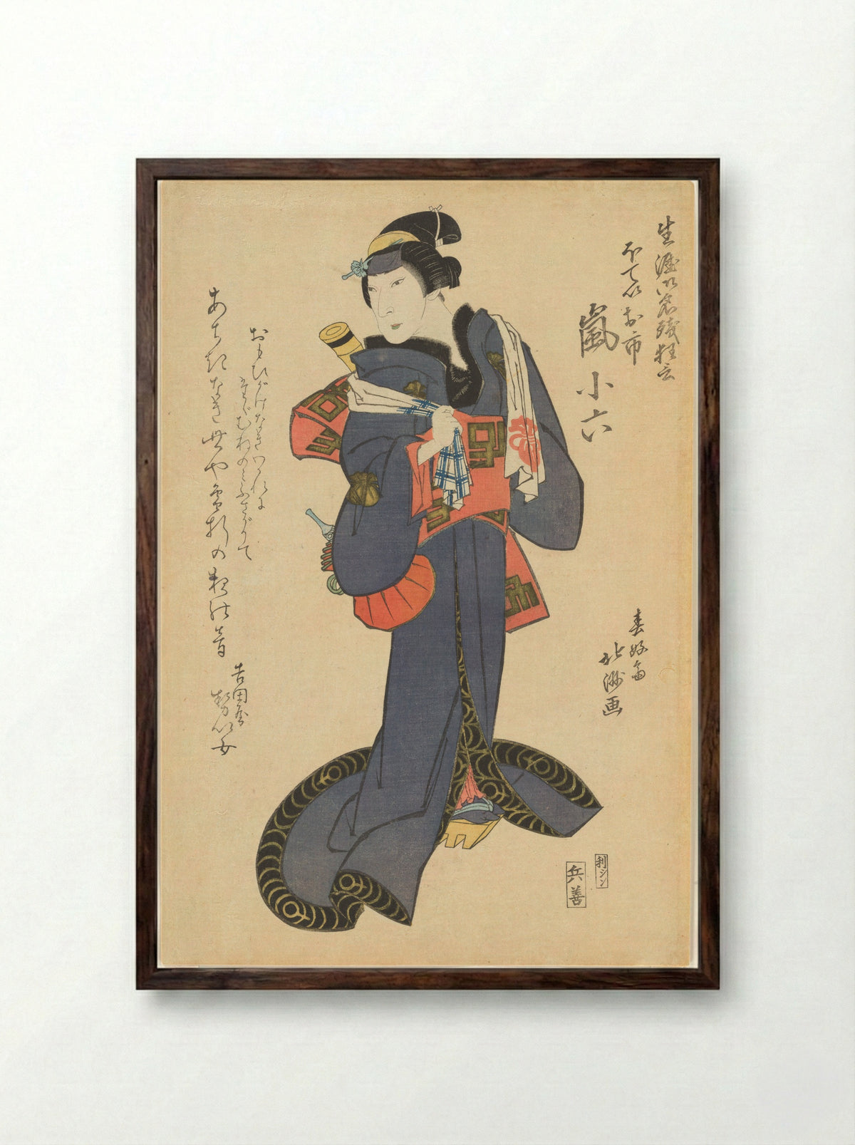 The Actor Arashi Koroku IV - Shunkōsai Hokushū - Framed Print Dark Wood