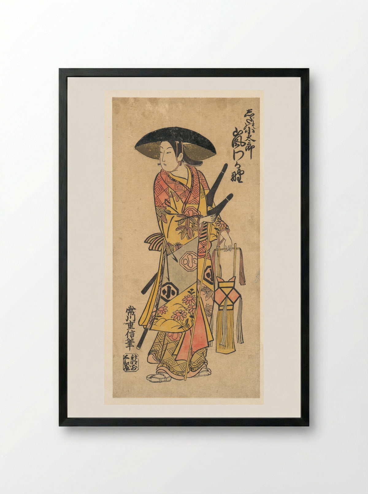 The Actor Arashi Otohachi in an Unidentified Role - Tsunegawa Shigenobu - Framed Print Black