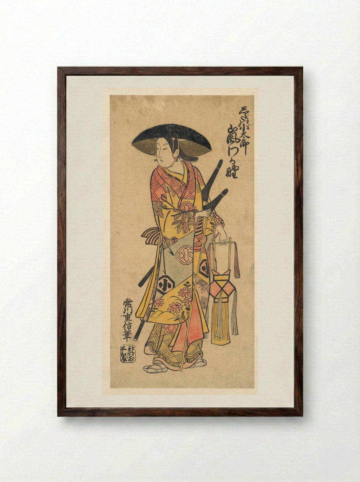 The Actor Arashi Otohachi in an Unidentified Role - Tsunegawa Shigenobu - Framed Print Dark Wood