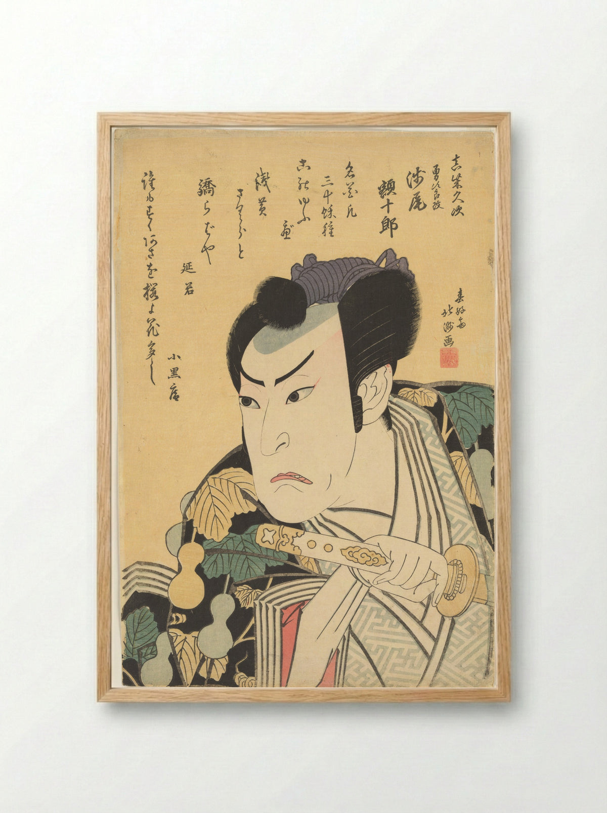 The Actor Asao Gakujūrō I as Mashiba Hisatsugu - Shunkōsai Hokushū - Framed Print Wood
