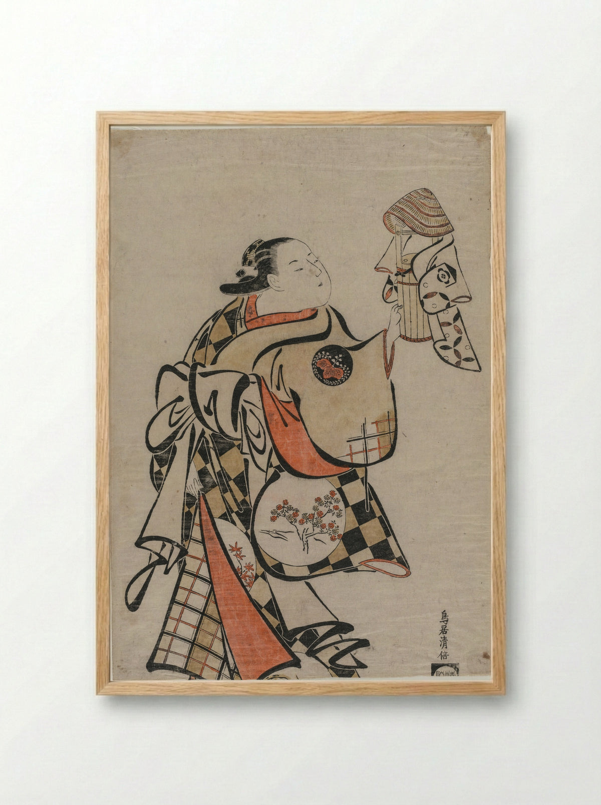 The Actor Fujimura Handayu II as Oiso no Tora - Torii Kiyomasu I - Framed Print Wood