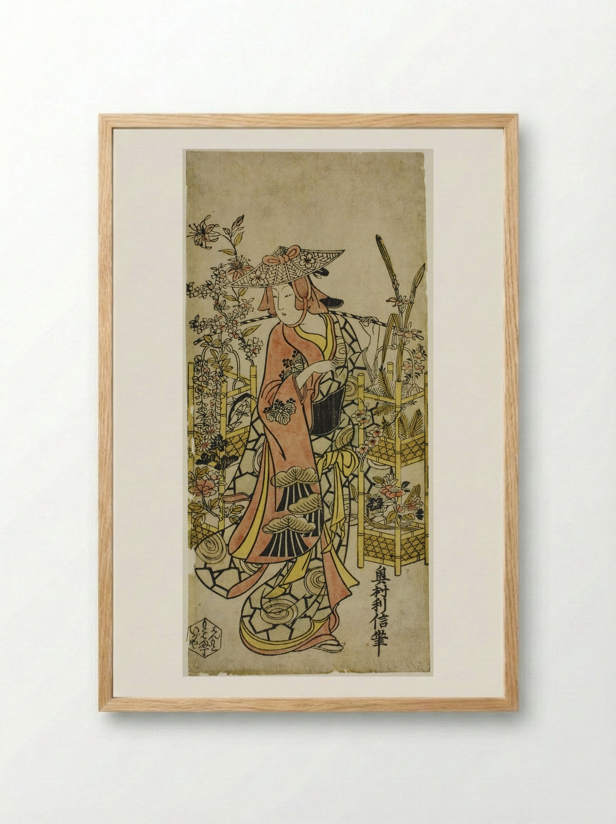 The Actor Hayakawa Hatsuse as a Flower Vendor - Okumura Toshinobu - Framed Print Wood