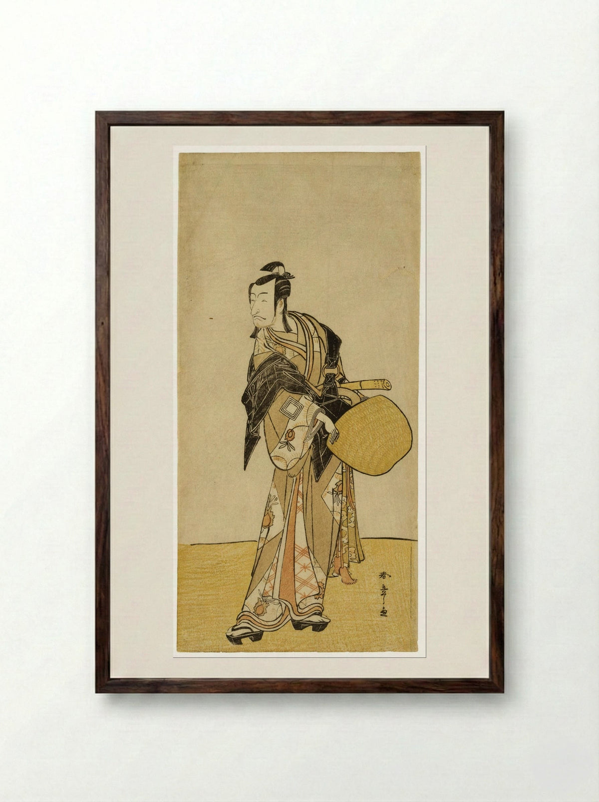 The Actor Ichikawa Danjuro V as Ashikaga Takauji - Katsukawa Shunsho - Framed Print Dark Wood