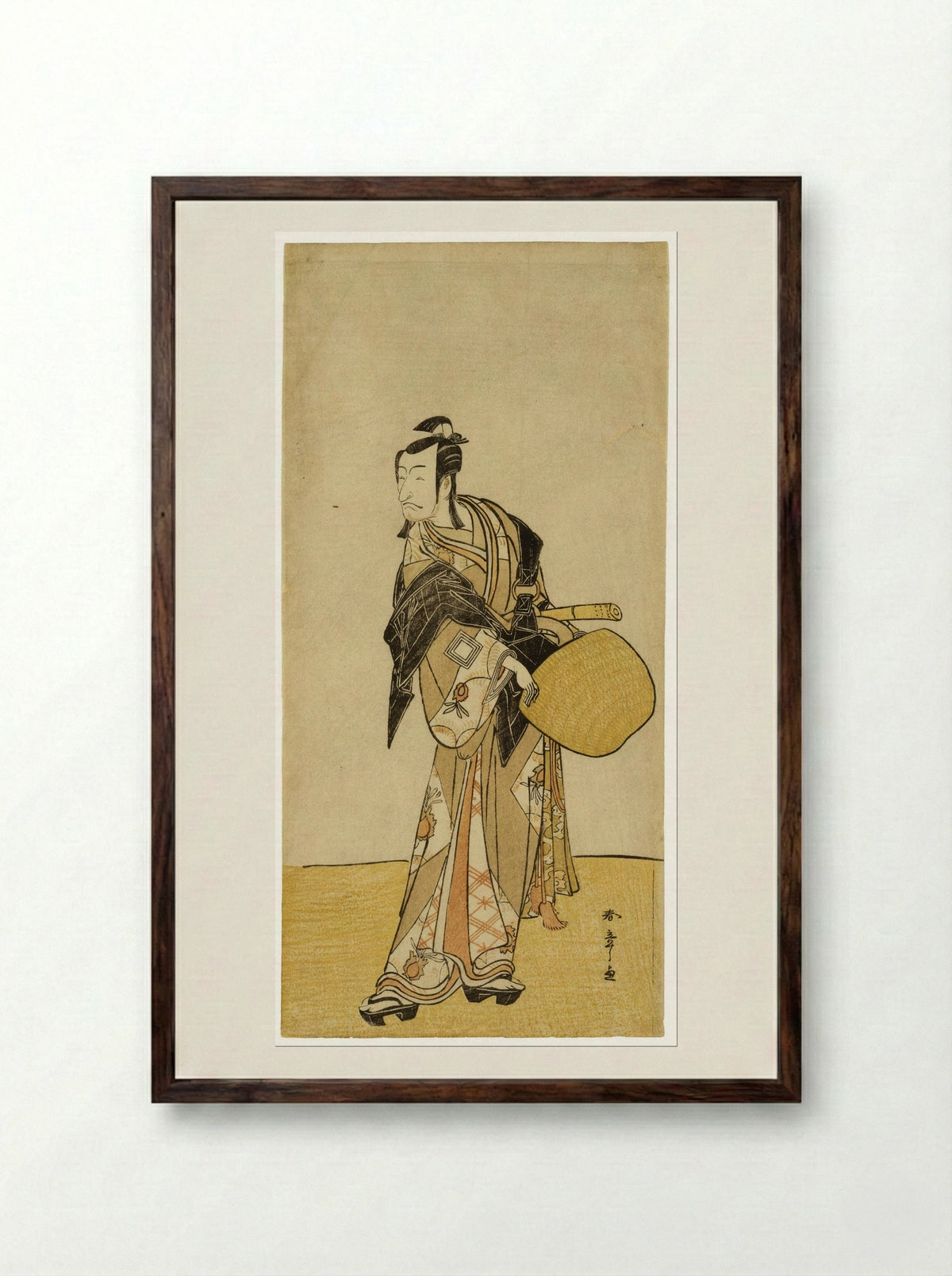 The Actor Ichikawa Danjuro V as Ashikaga Takauji - Katsukawa Shunsho - Framed Print Dark Wood