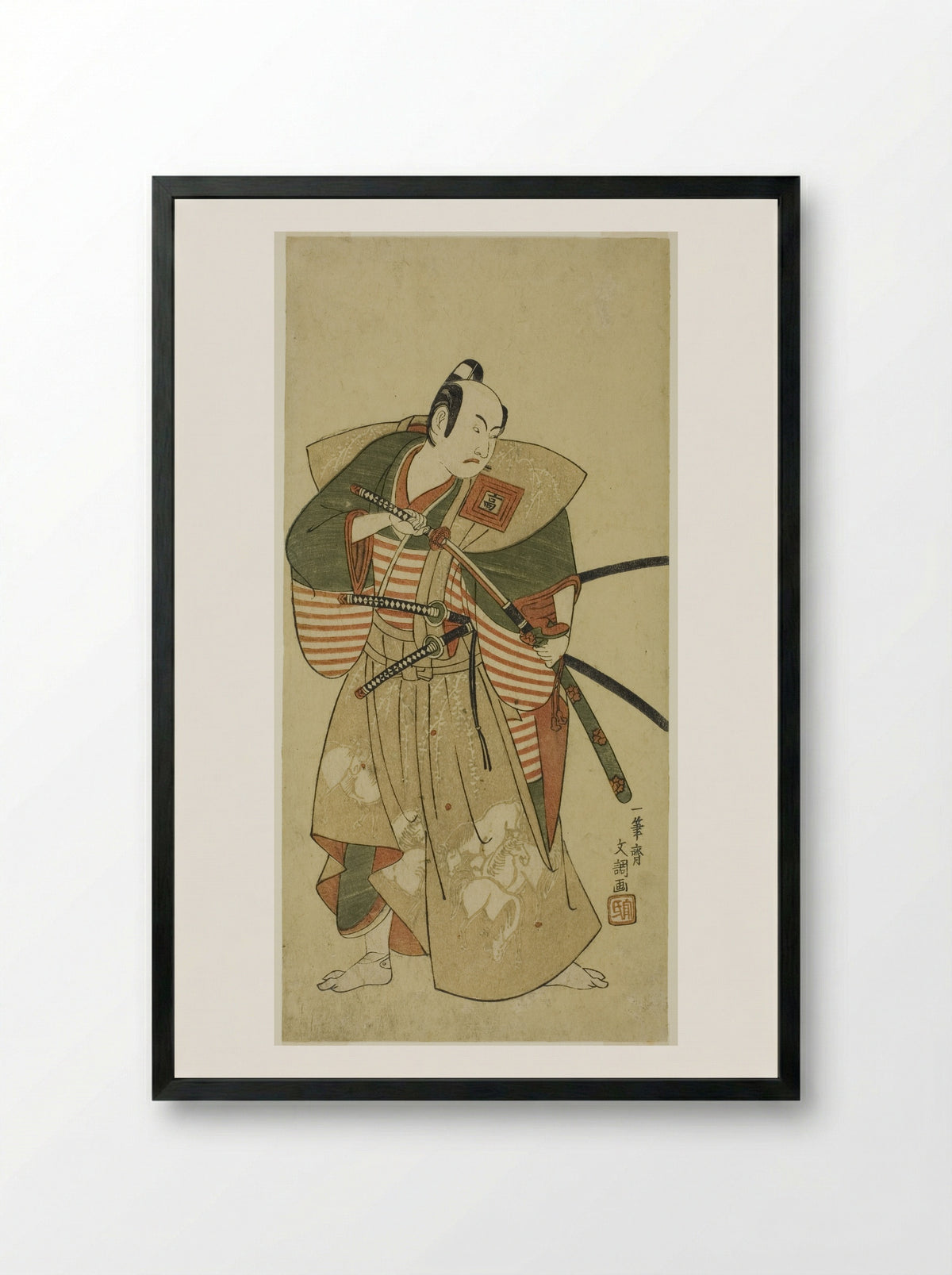 The Actor Ichikawa Komazo II as Kudo Saemon Suketsune - Ippitsusai Buncho - Framed Print Black