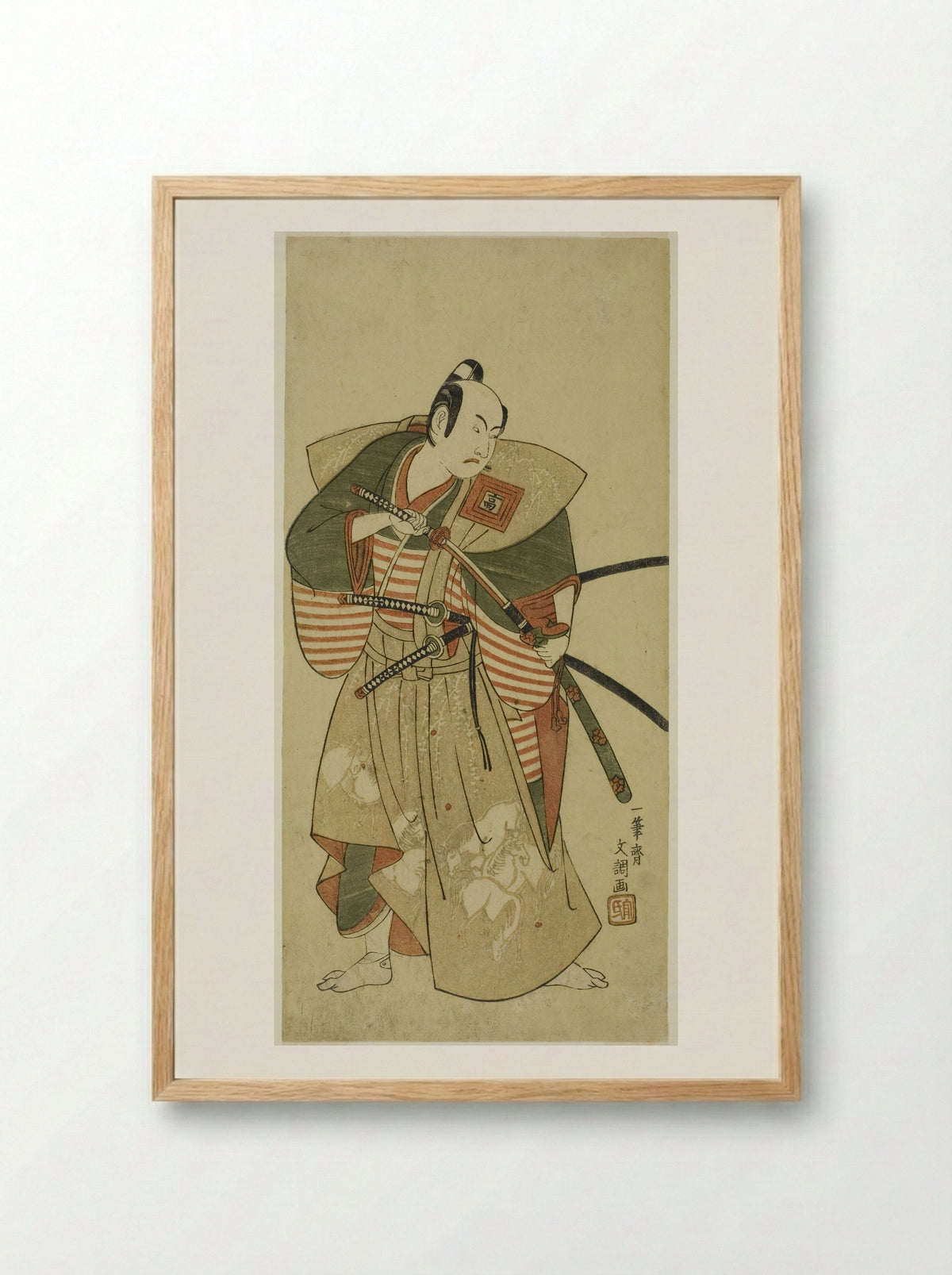 The Actor Ichikawa Komazo II as Kudo Saemon Suketsune - Ippitsusai Buncho - Framed Print Wood